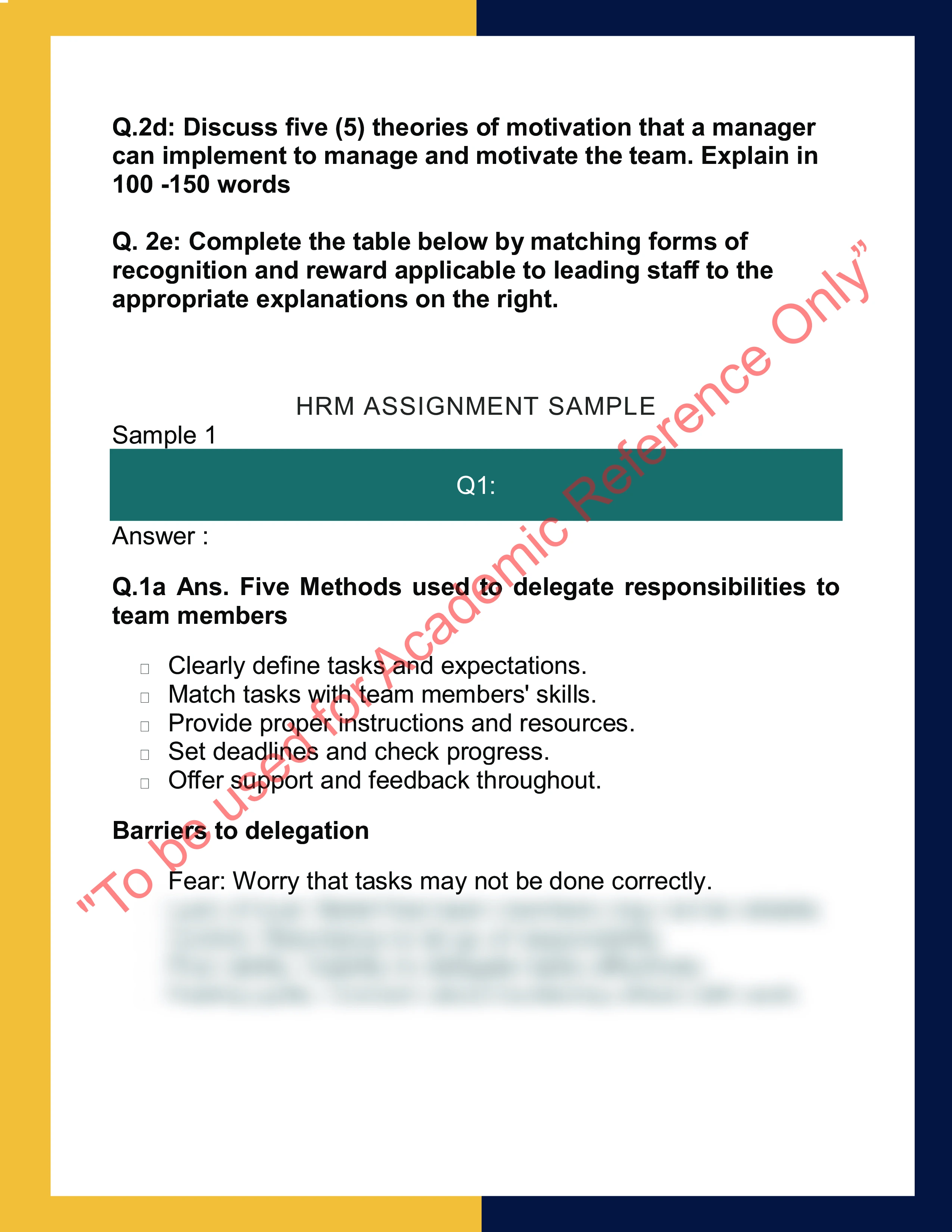 Assignment sample solution of SITXHRM009 - Lead and manage people 1