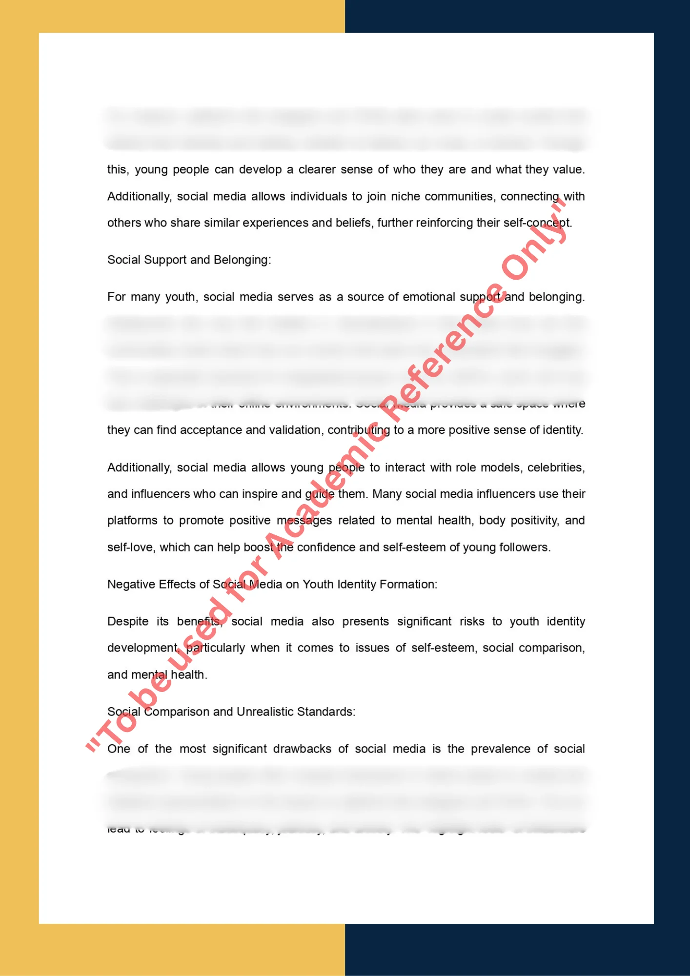 Essay Writing Sample solution for SOC303 -  The Impact of Social Media on Youth Identity Formation 3