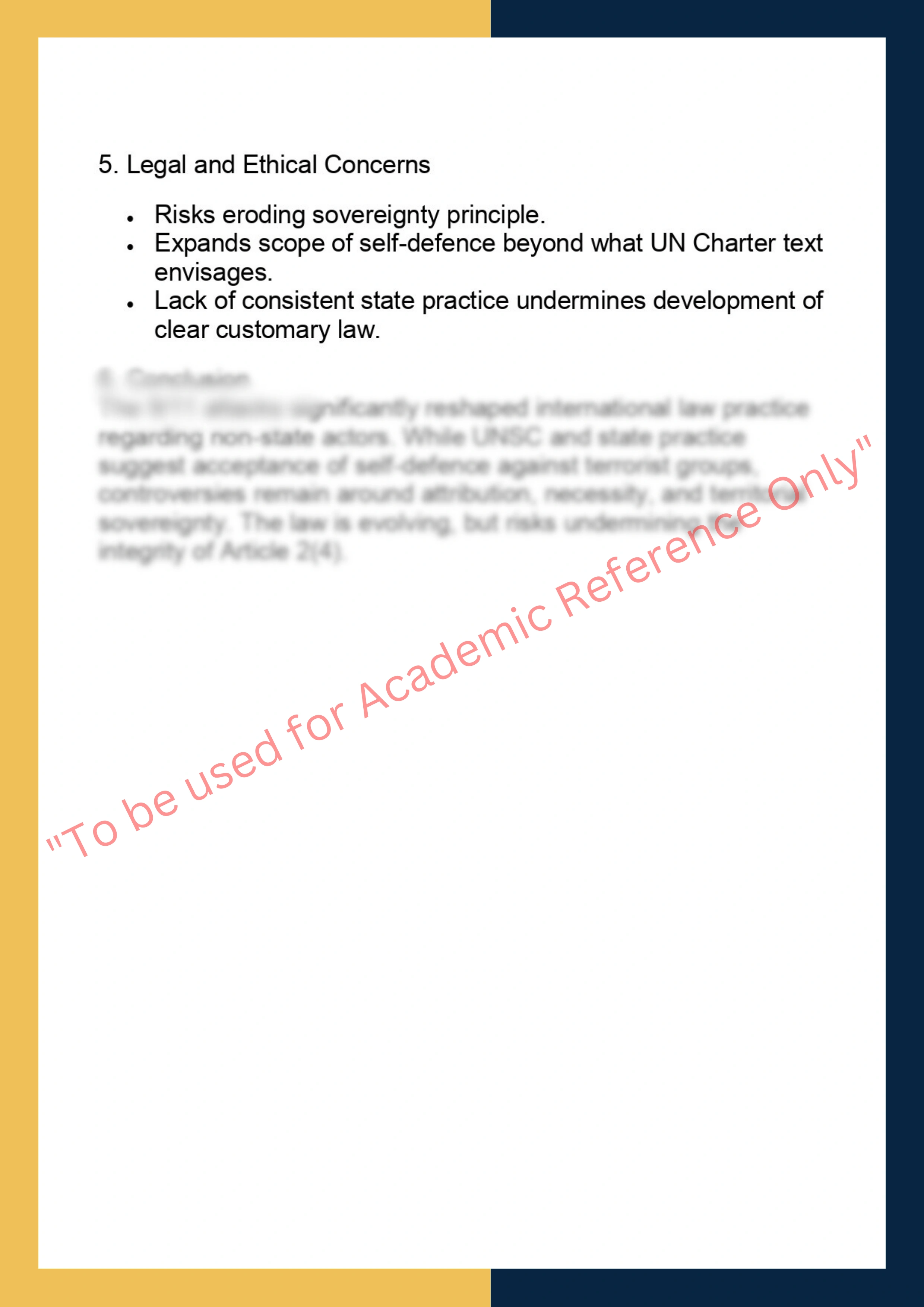 LAWS6062 – International Law – The Use of  Armed Force 8