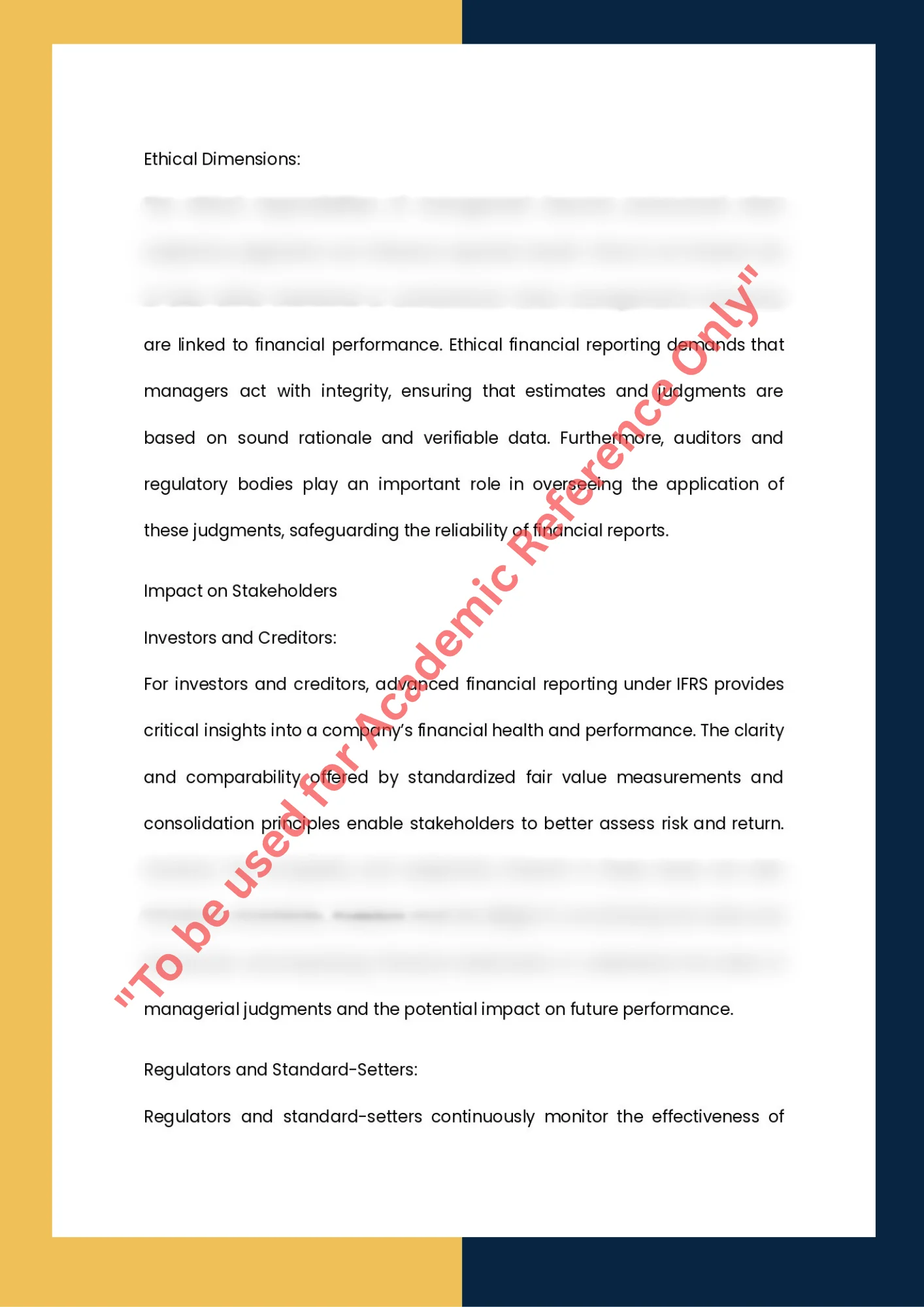 Assignment sample of subject -ACCT 401 Advanced Financial Reporting 6