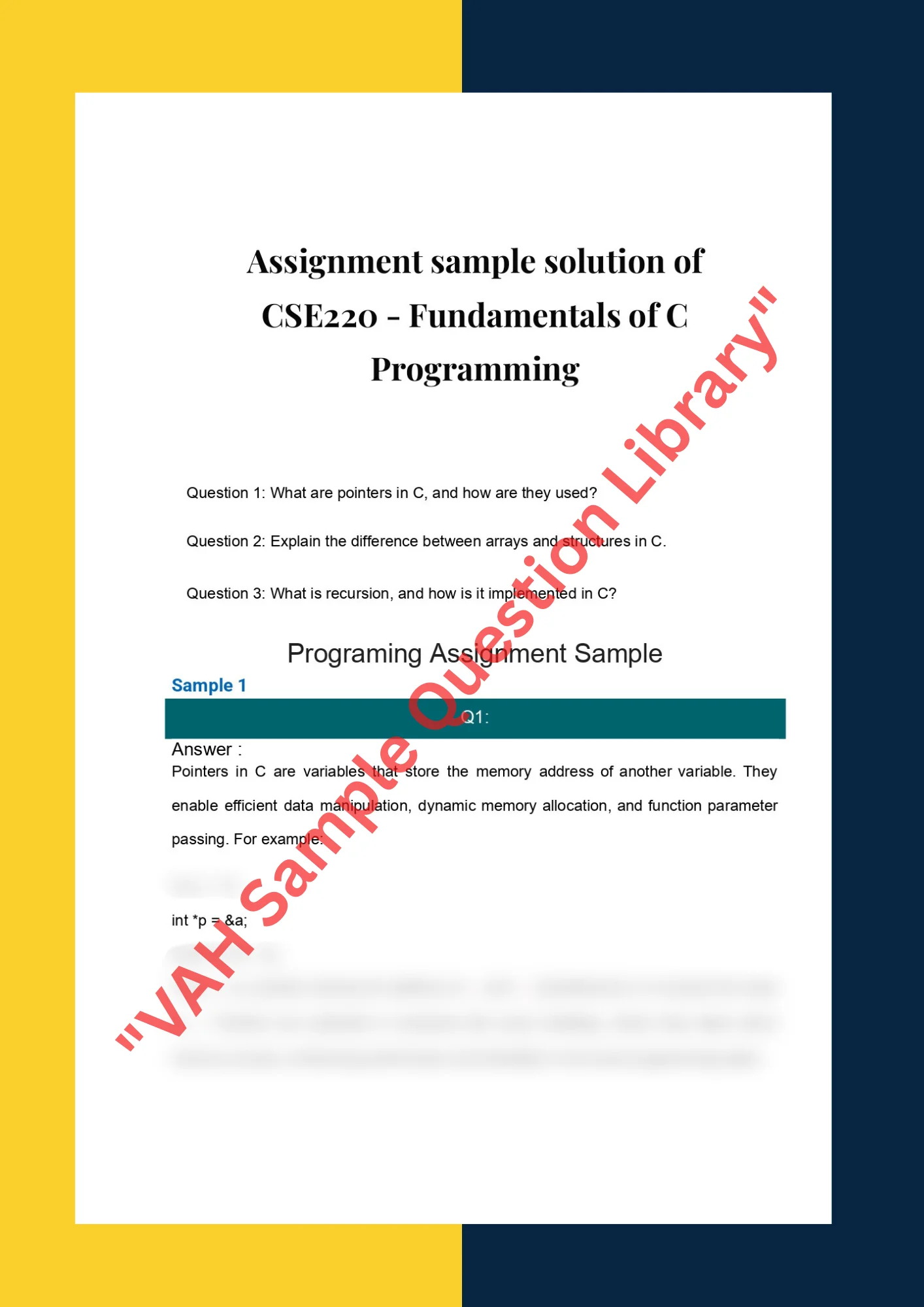 Assignment sample solution of CSE220 - Fundamentals of C Programming 0