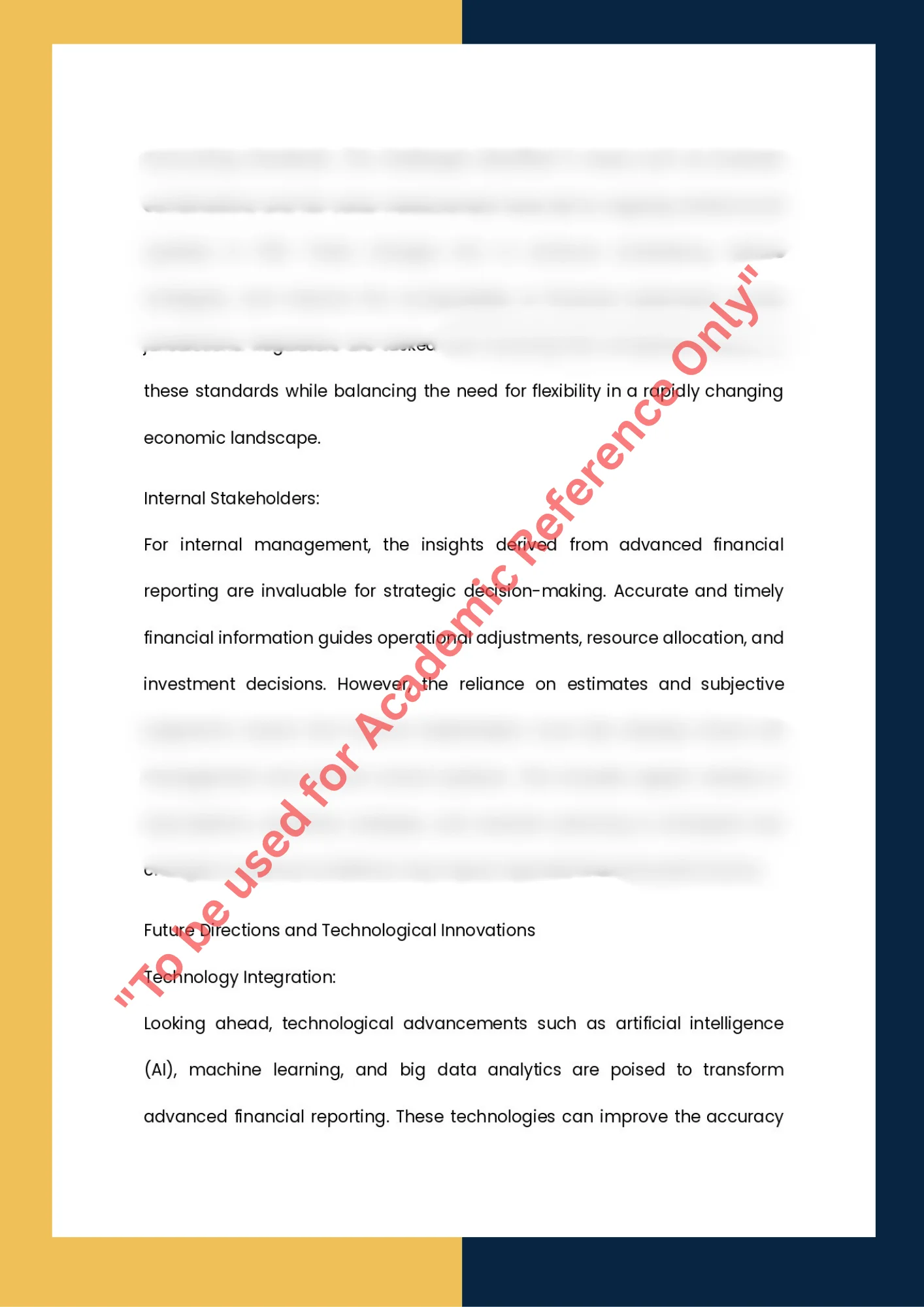 Assignment sample of subject -ACCT 401 Advanced Financial Reporting 7