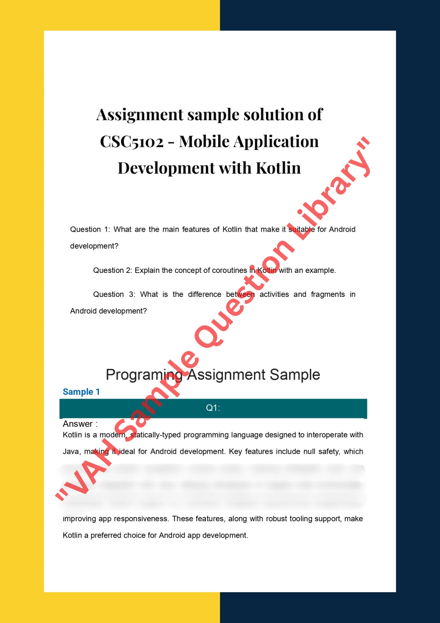 Assignment sample solution of CSC5102 - Mobile Application Development with Kotlin 0