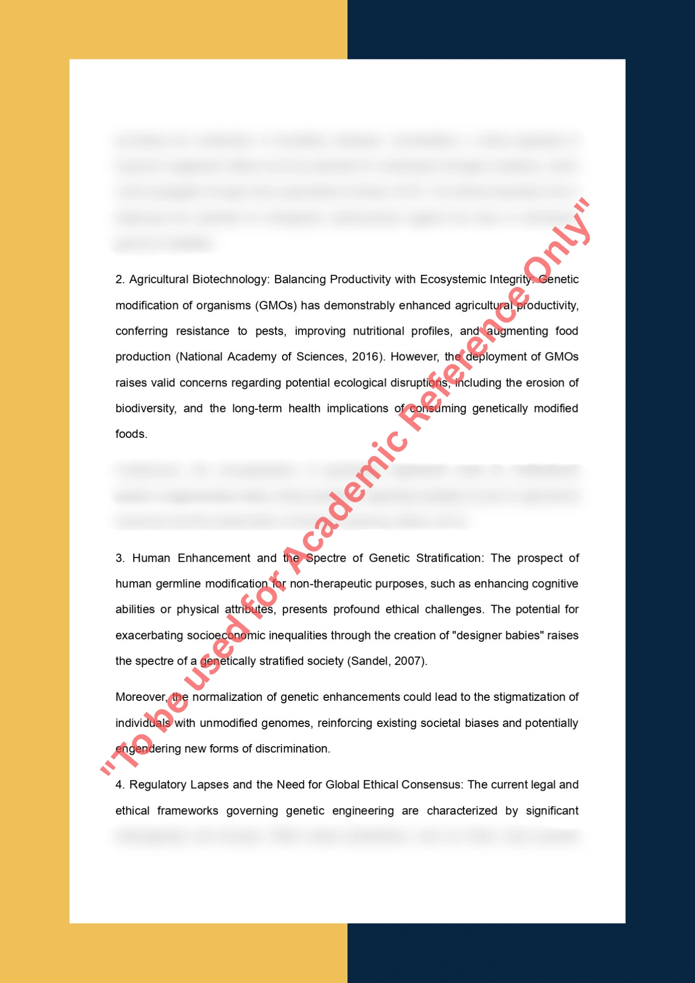 Essay Writing Sample solution on Topics - The Ethical Implications of Genetic Engineering and CRISPR Technology 2