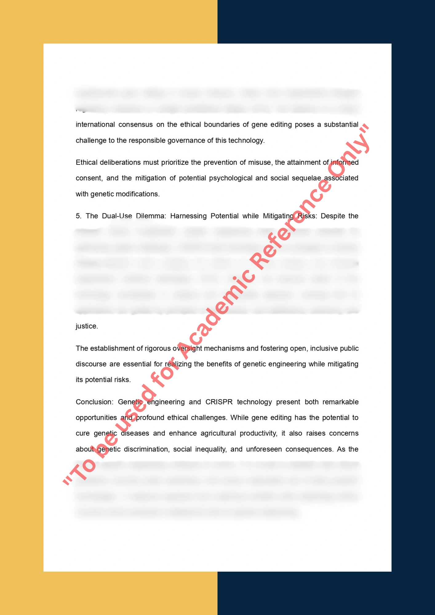 Essay Writing Sample solution on Topics - The Ethical Implications of Genetic Engineering and CRISPR Technology 3