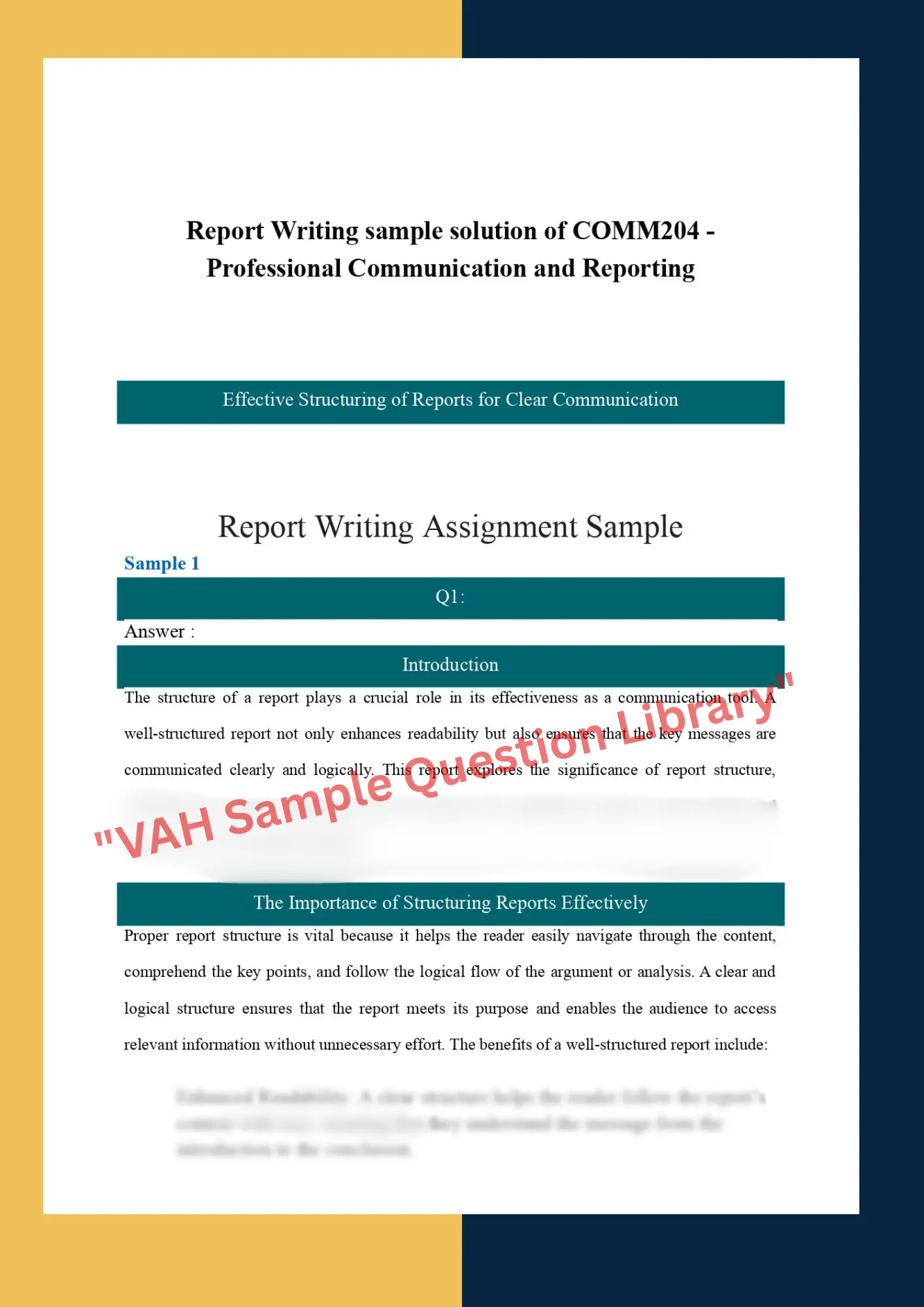 Report Writing solution Sample of COMM204 - Professional Communication and Reporting 0