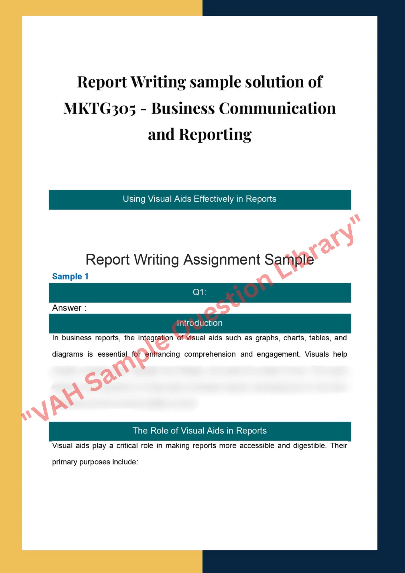 Report Writing sample solution of MKTG305 - Business Communication and Reporting 0