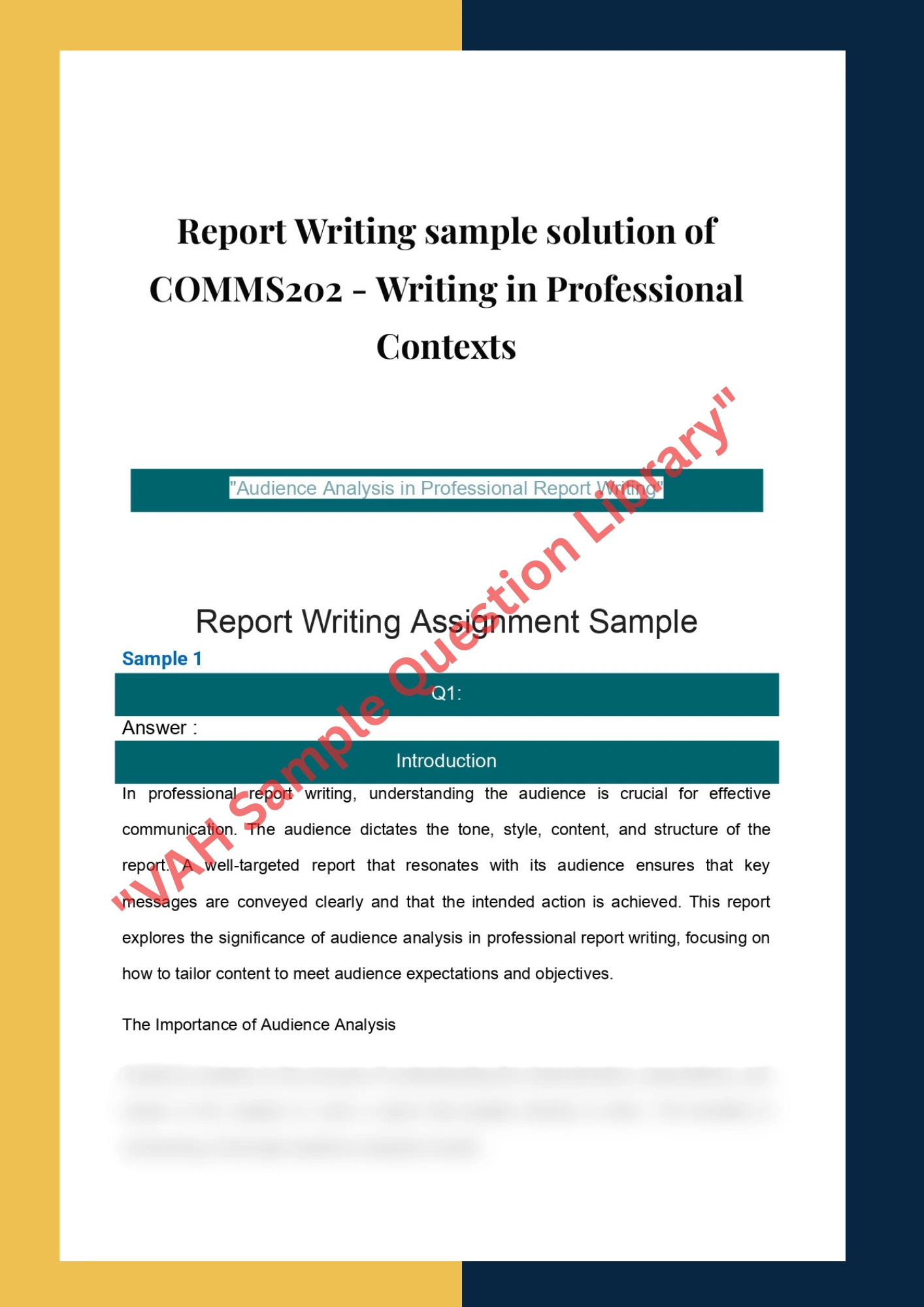 Report Writing sample solution of COMMS202 - Writing in Professional Contexts 0