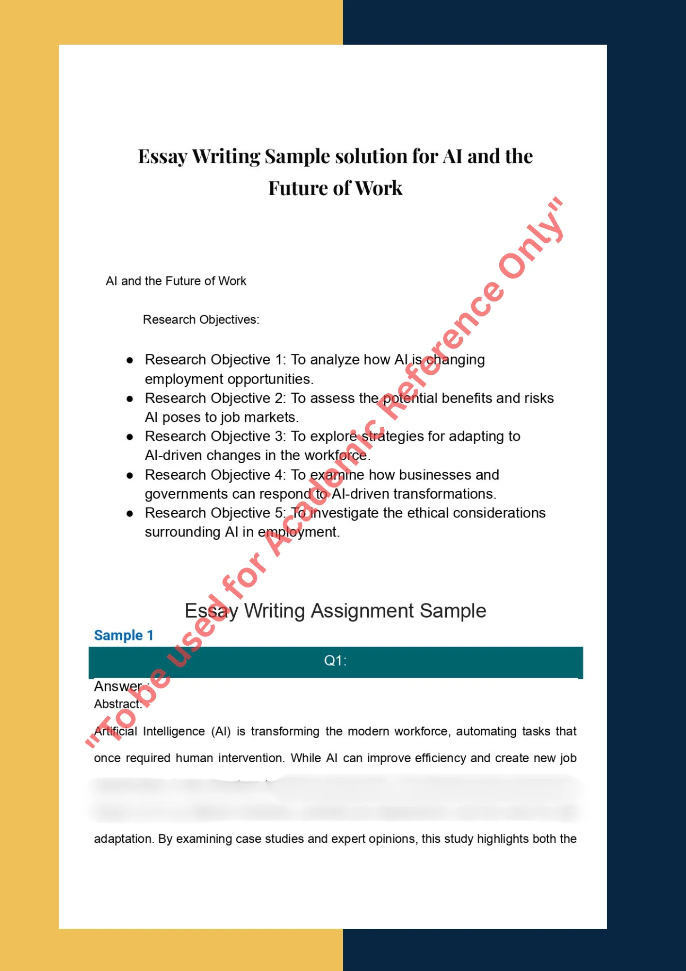 Essay Writing Sample solution for AI and the Future of Work 0