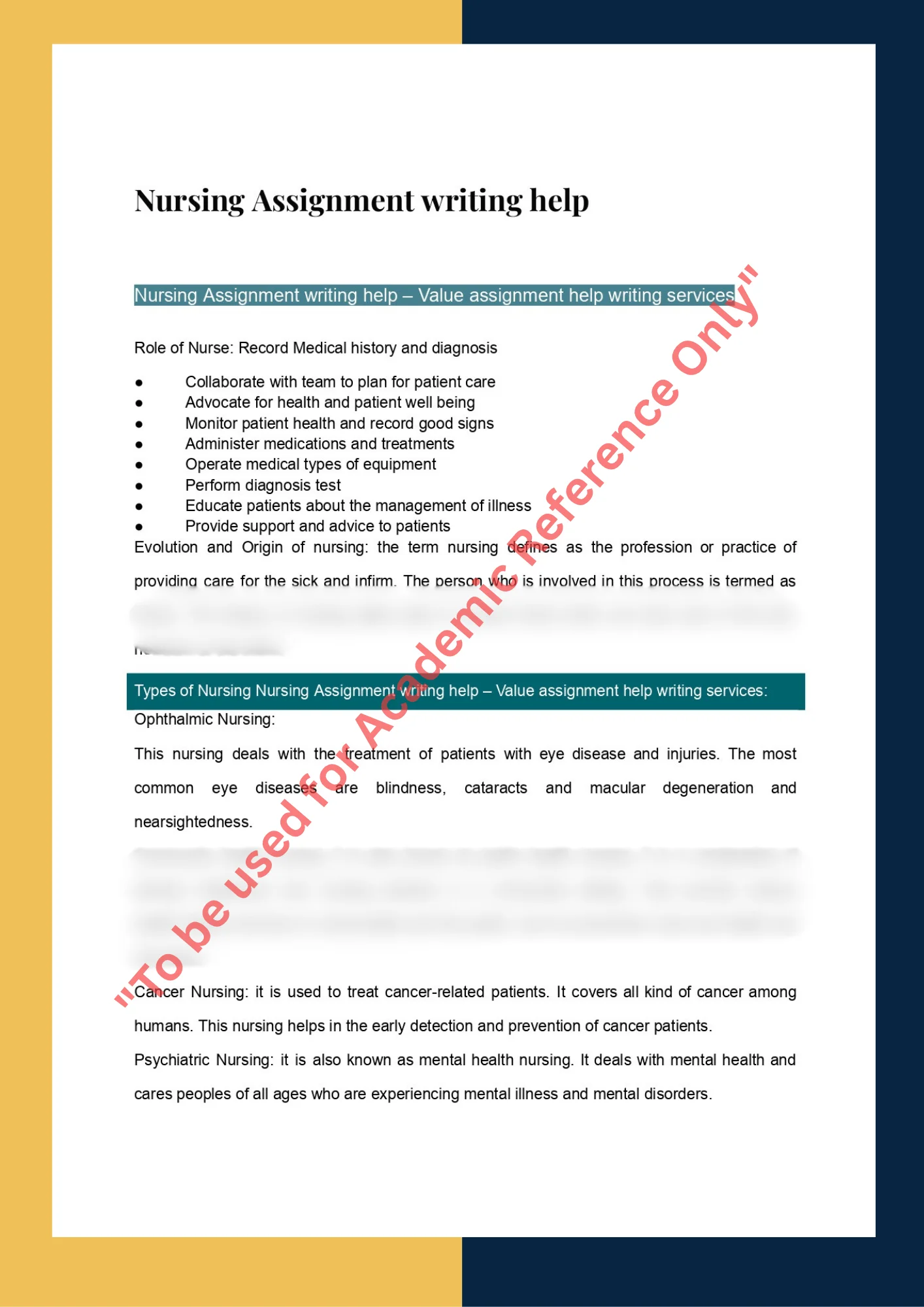 Nursing Assignment writing help 0