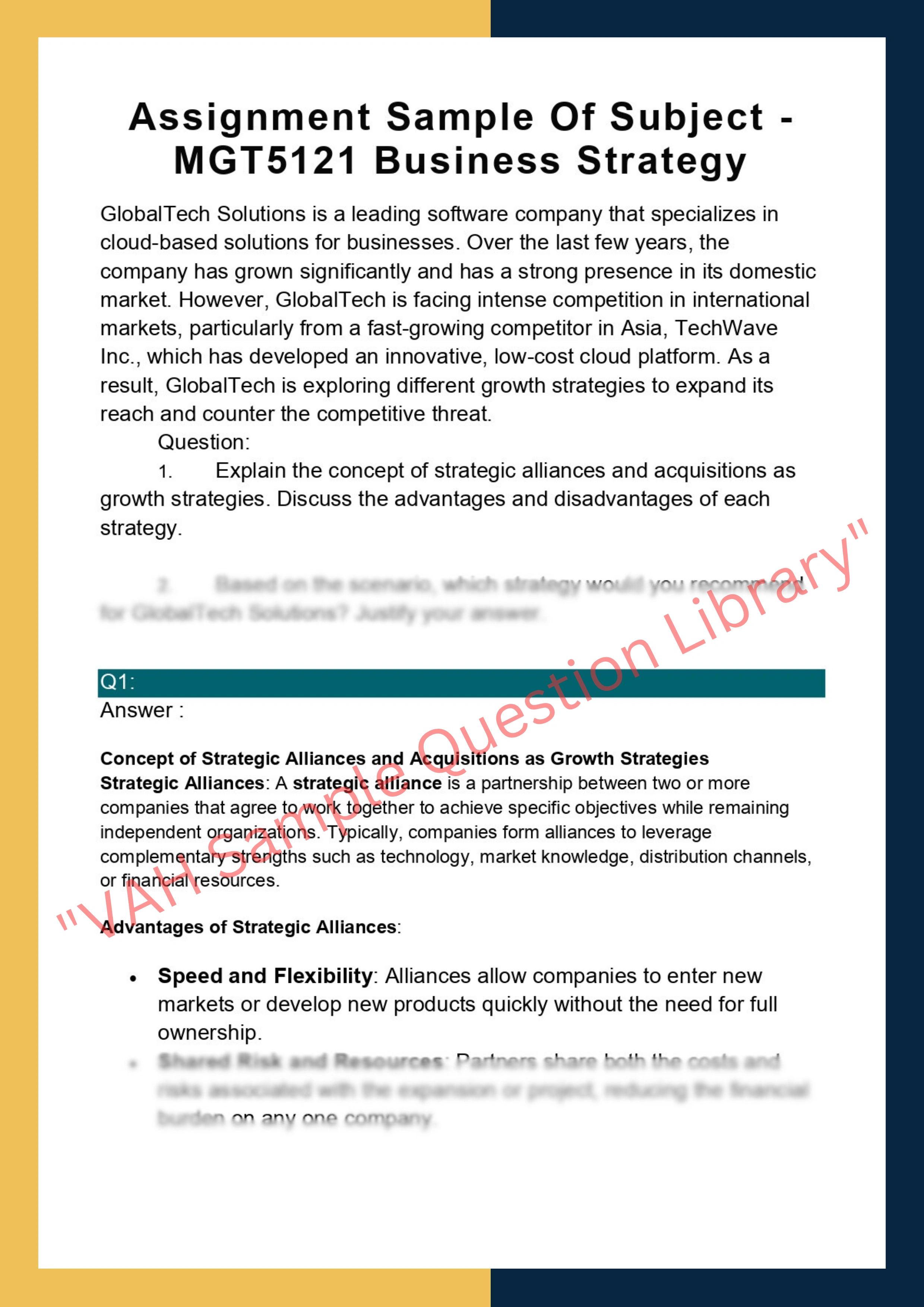 Assignment Sample Of Subject -MGT5121 Business Strategy 0