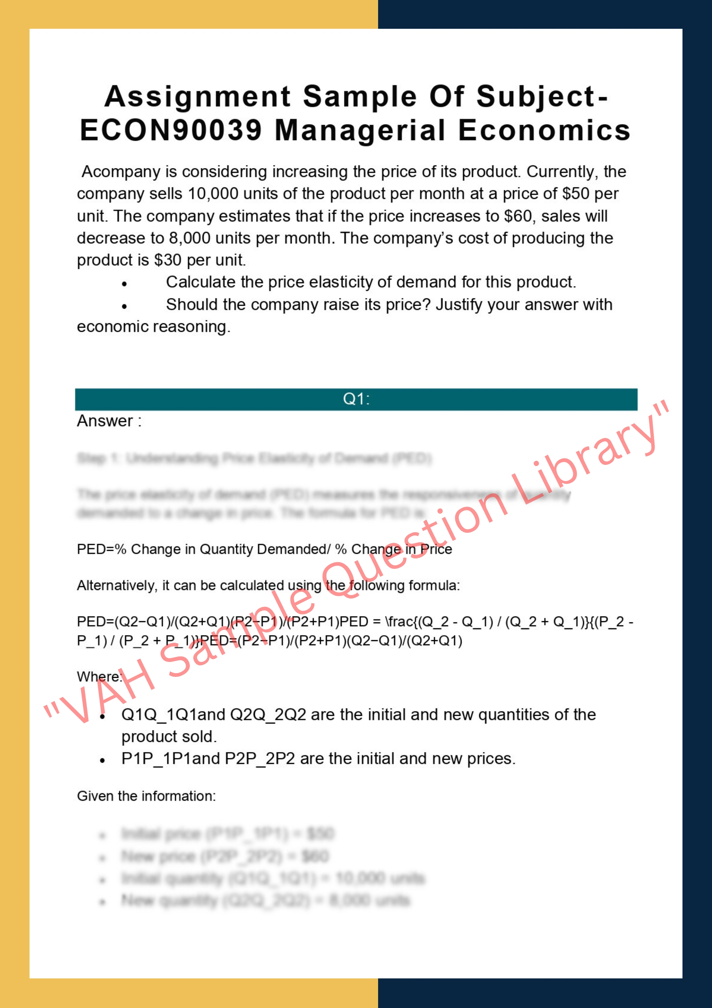 Assignment Sample Of Subject-ECON90039 Managerial Economics 0