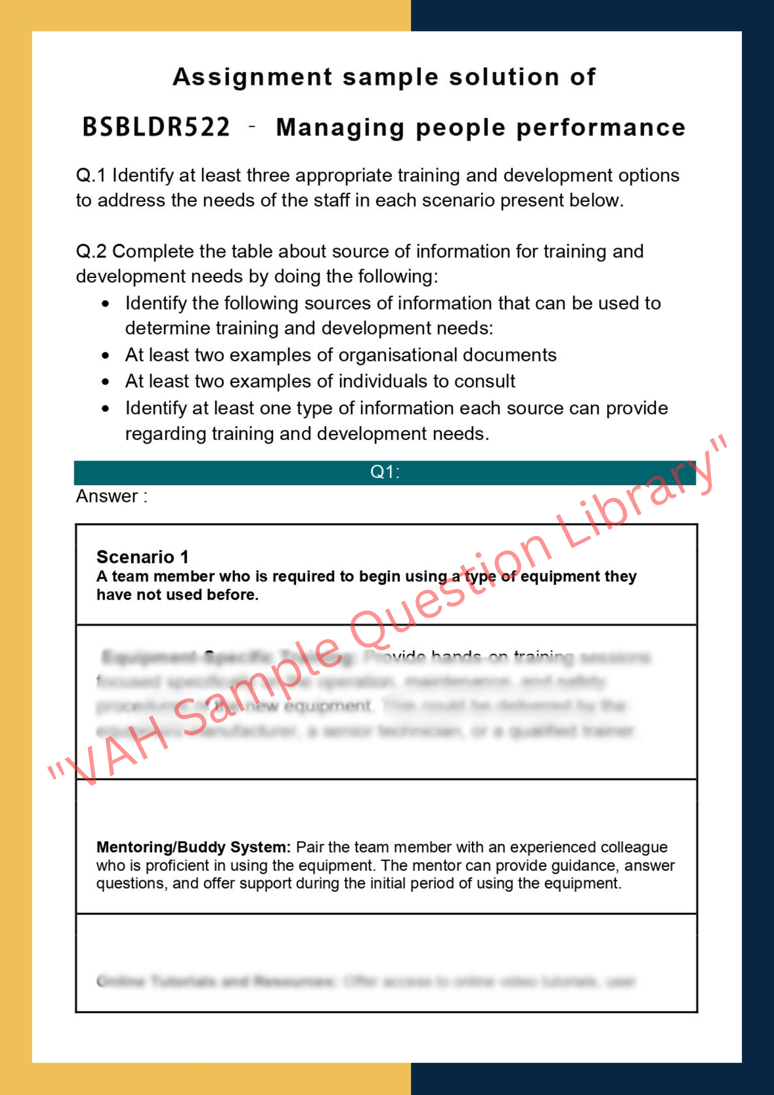 Assignment sample solution of BSBLDR522 - Managing people performance 0