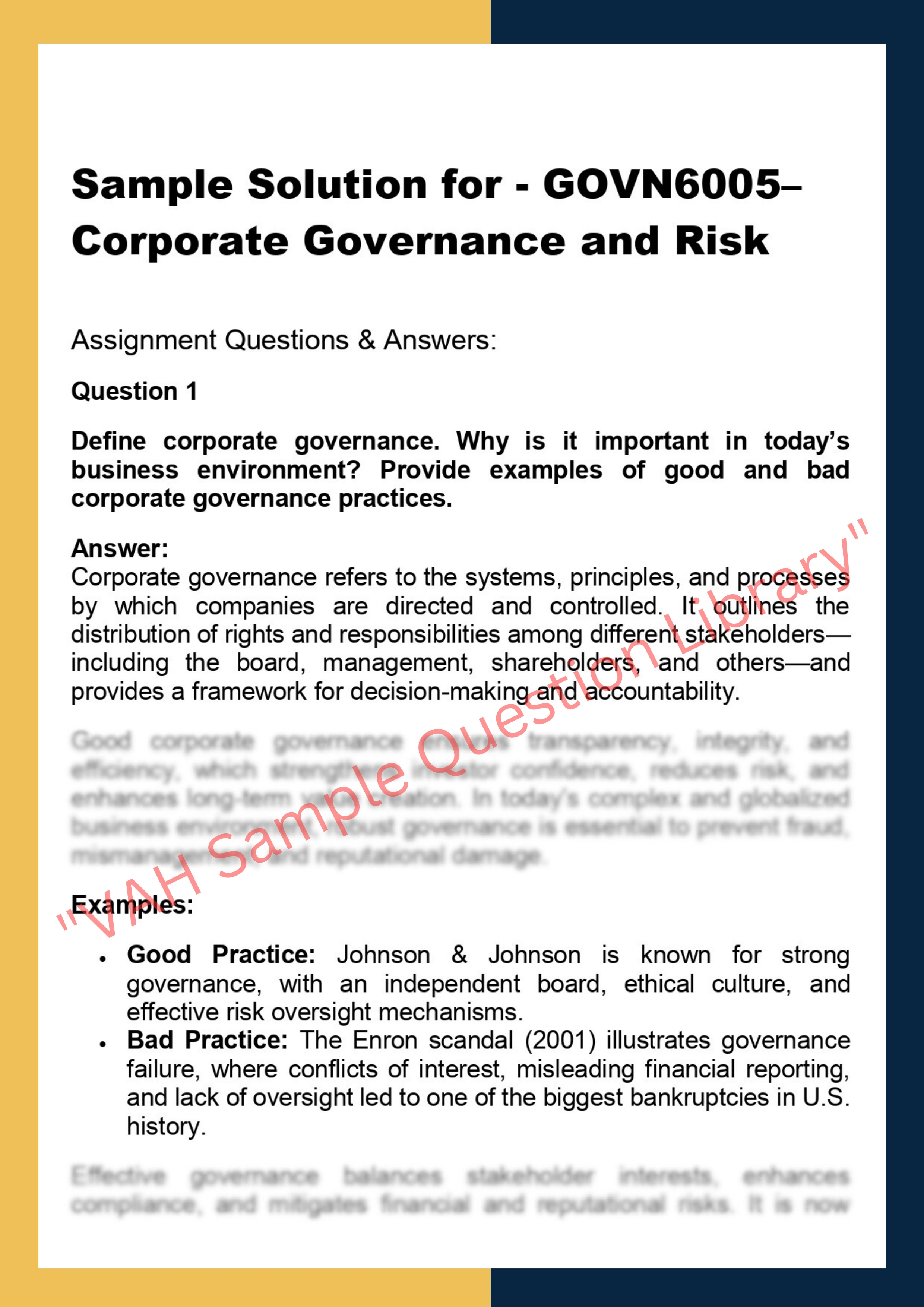 GOVN6005– Corporate Governance and Risk 0