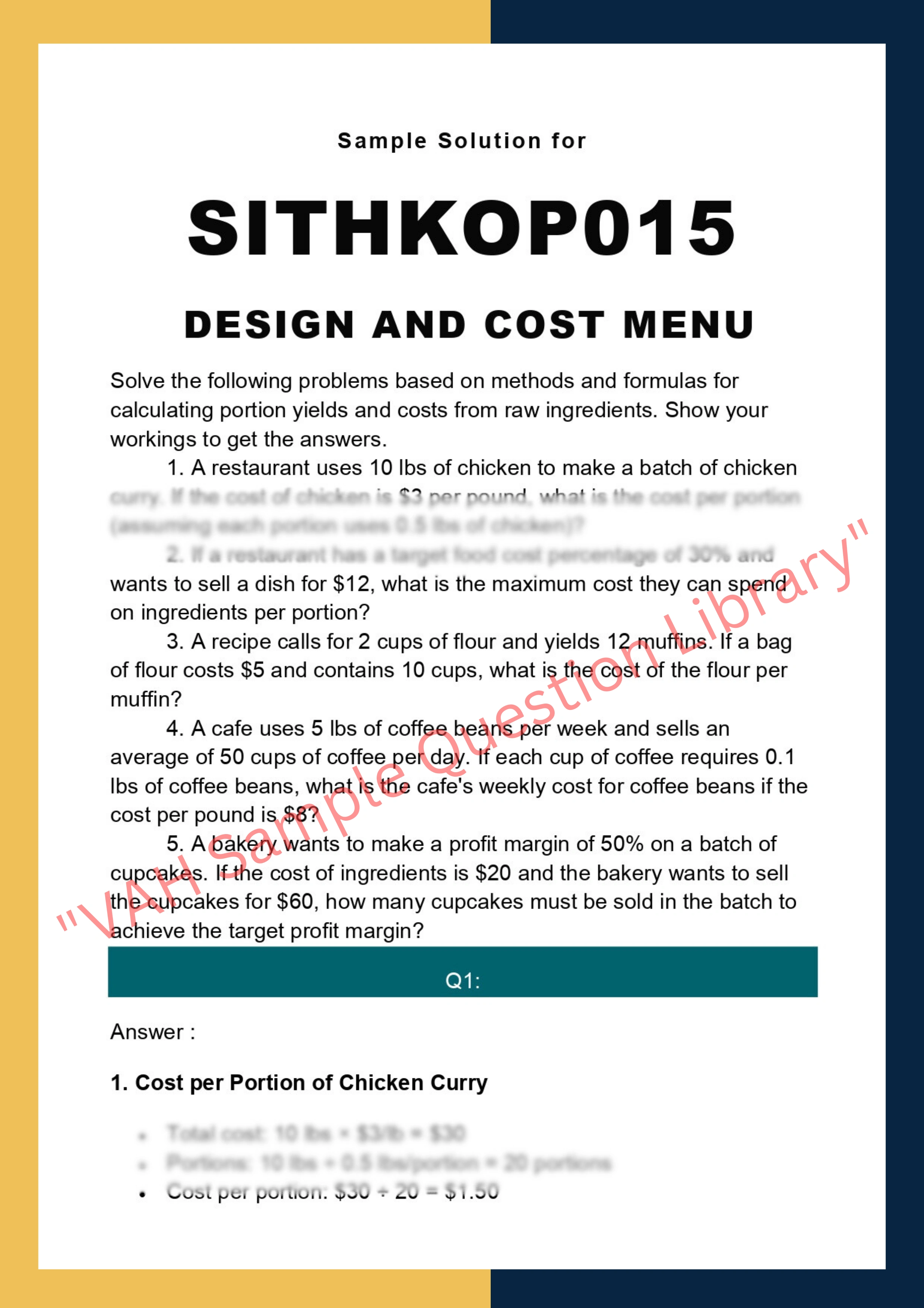 Sample Solution for SITHKOP015 - Design and Cost Menu 0