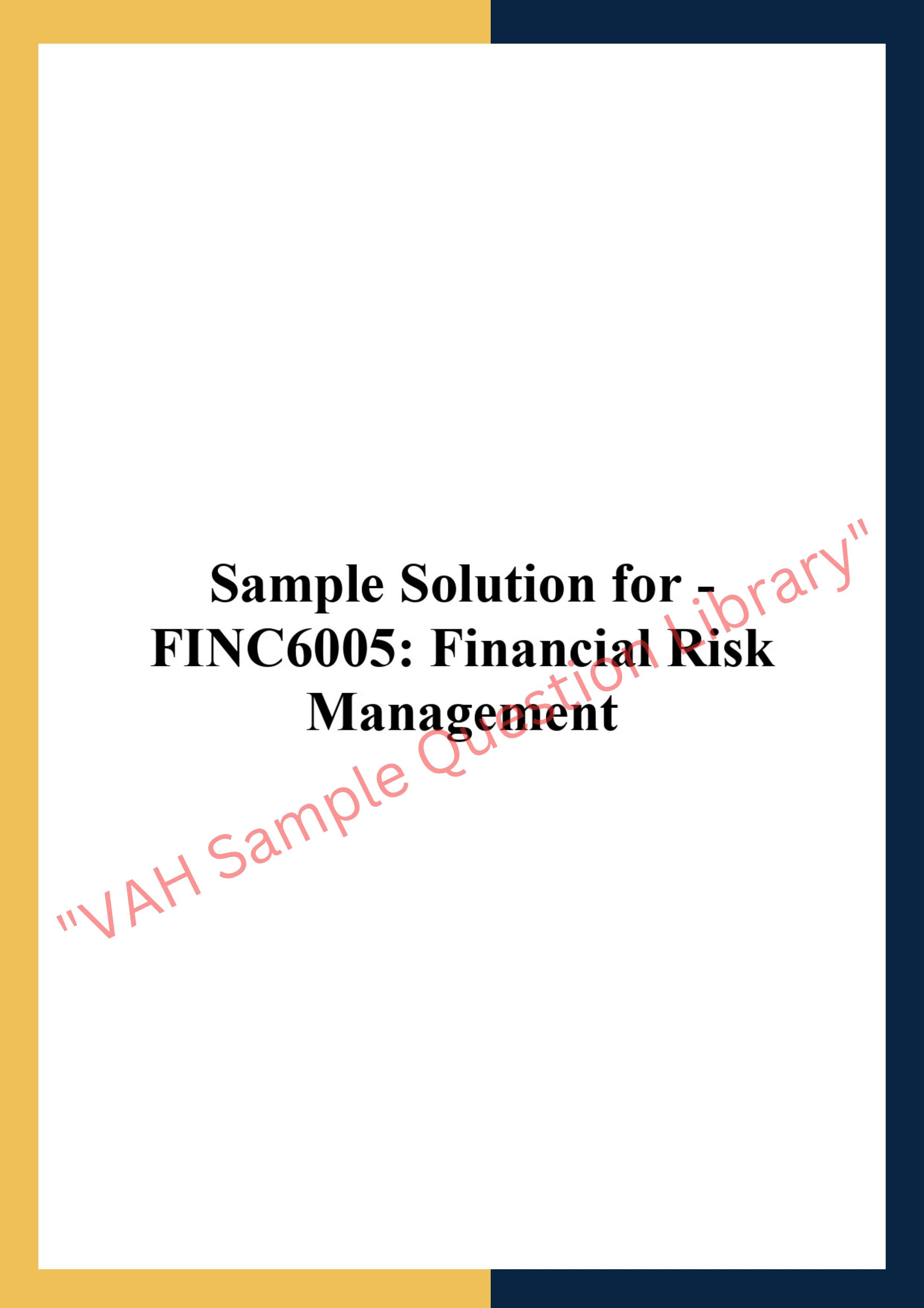 FINC6005: Financial Risk  Management 0