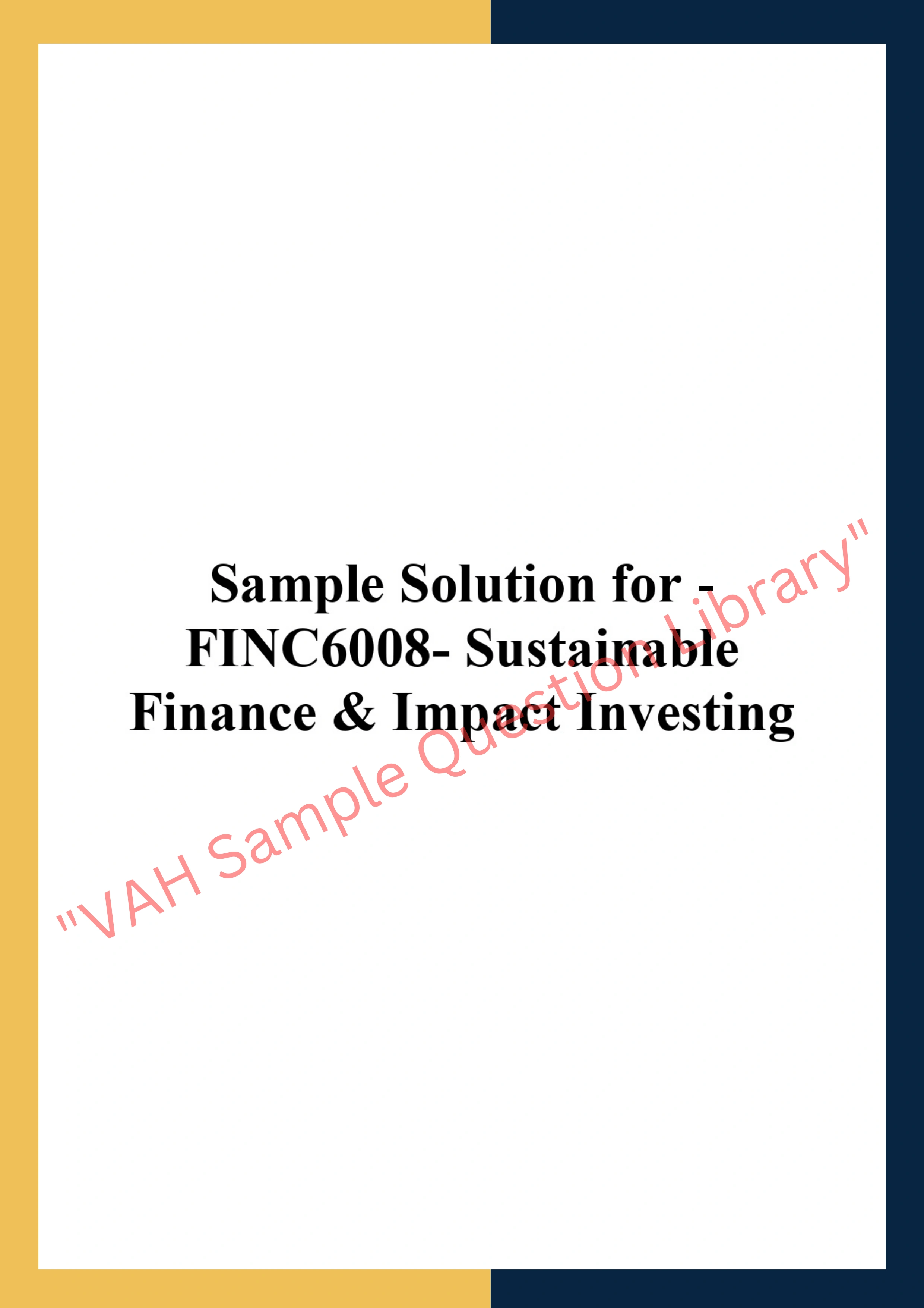 FINC6008- Sustainable Finance & Impact Investing 0