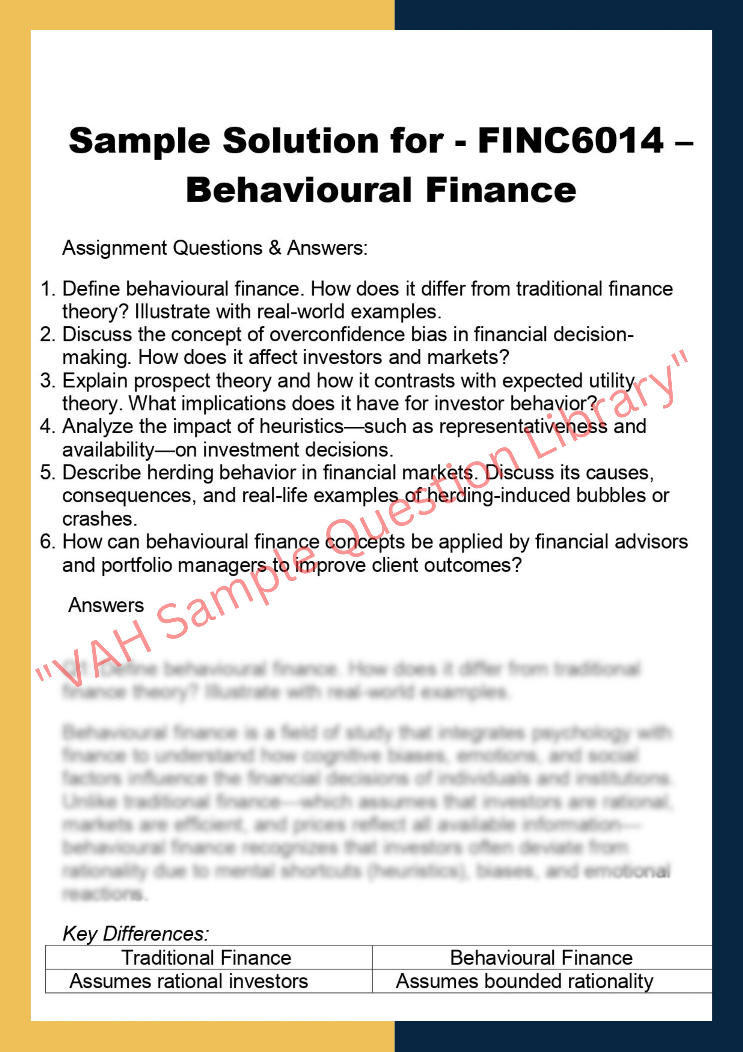 FINC6014 –  Behavioural Finance 0