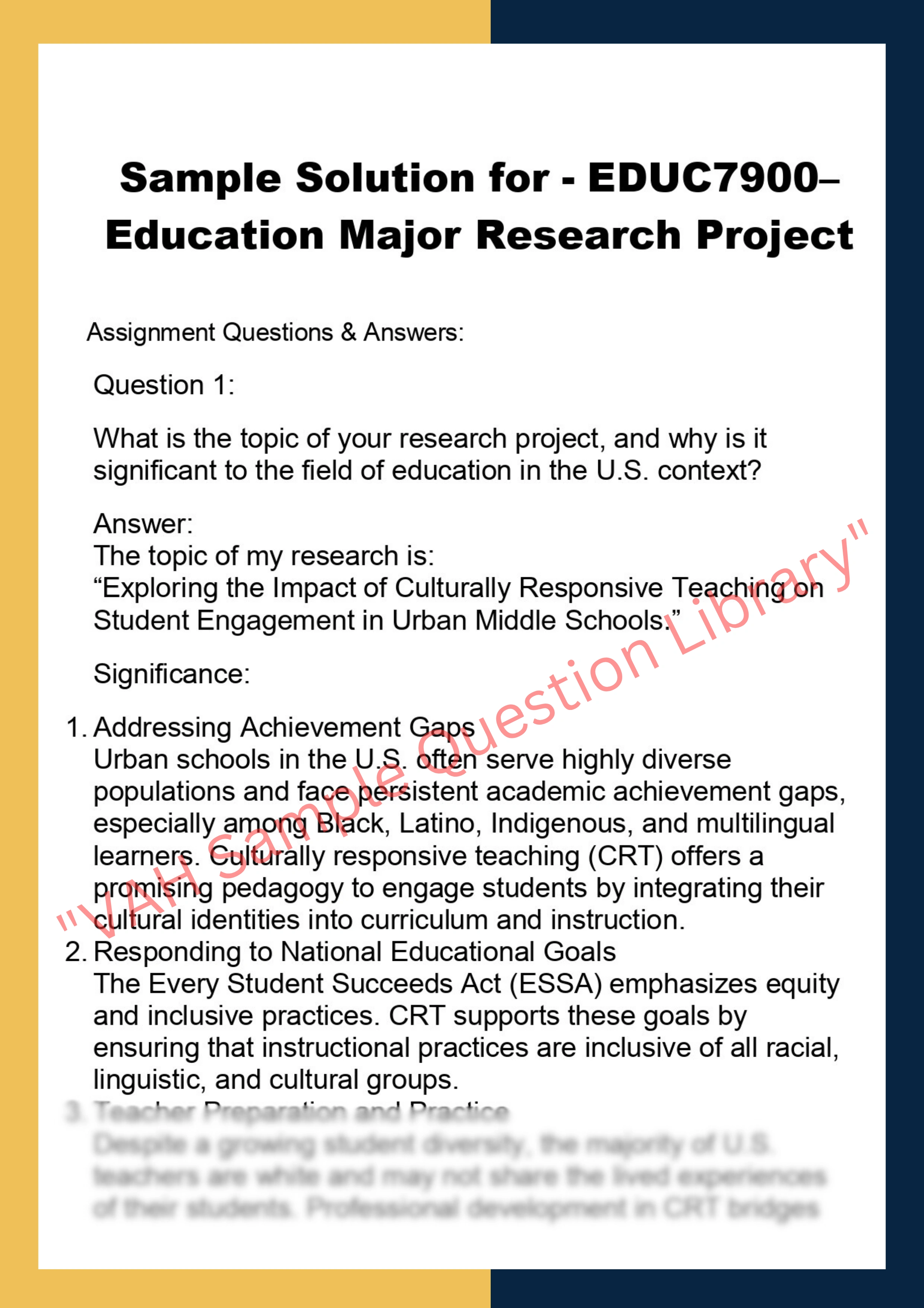EDUC7900– Education Major Research Proje 0