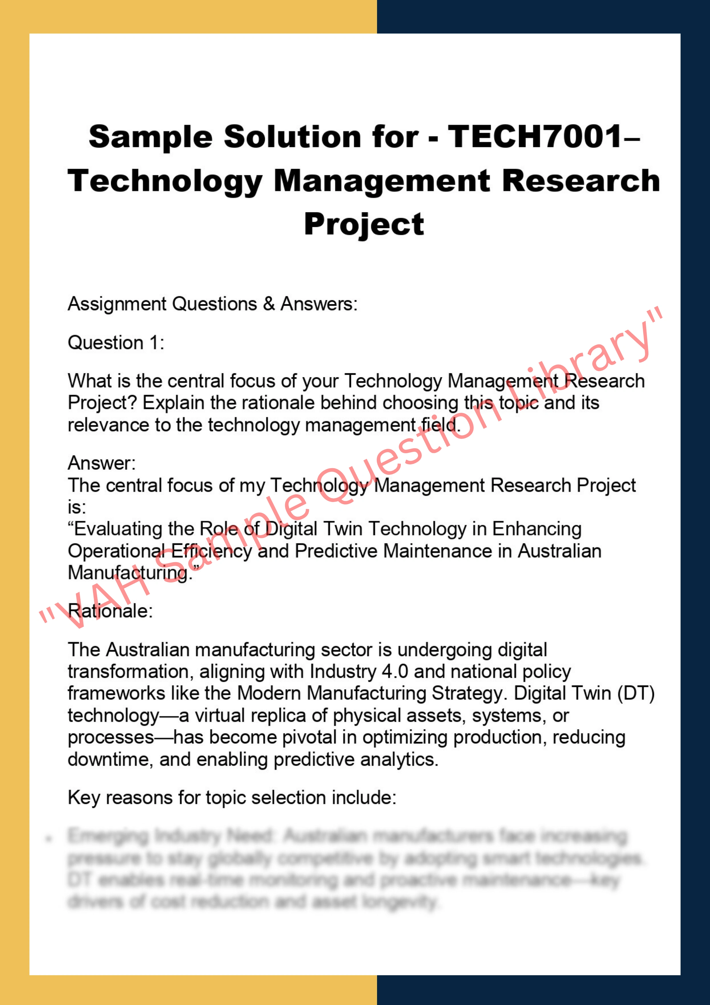 TECH7001– Technology Management Research  Project 0