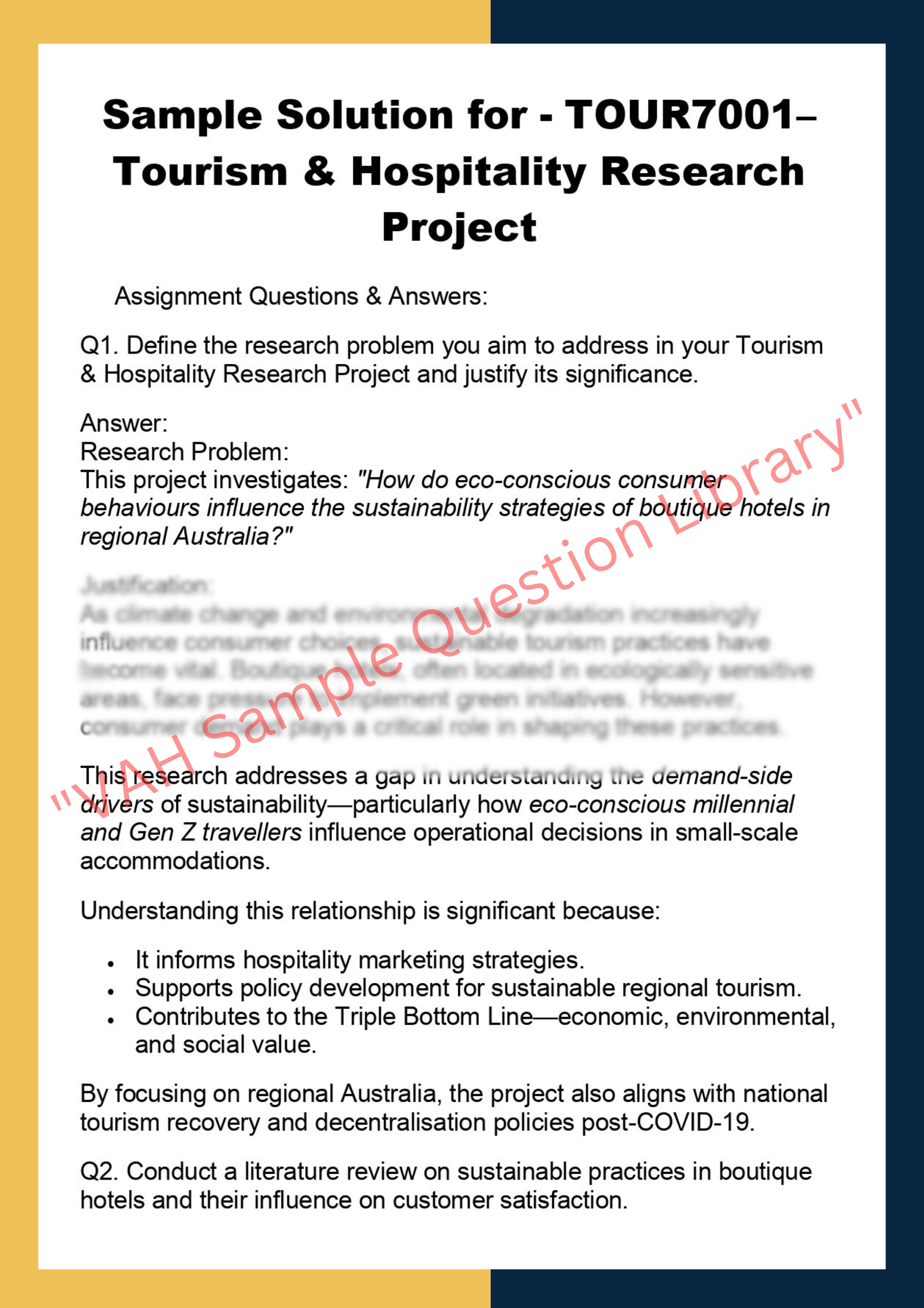 TOUR7001– Tourism & Hospitality Research  Project 0
