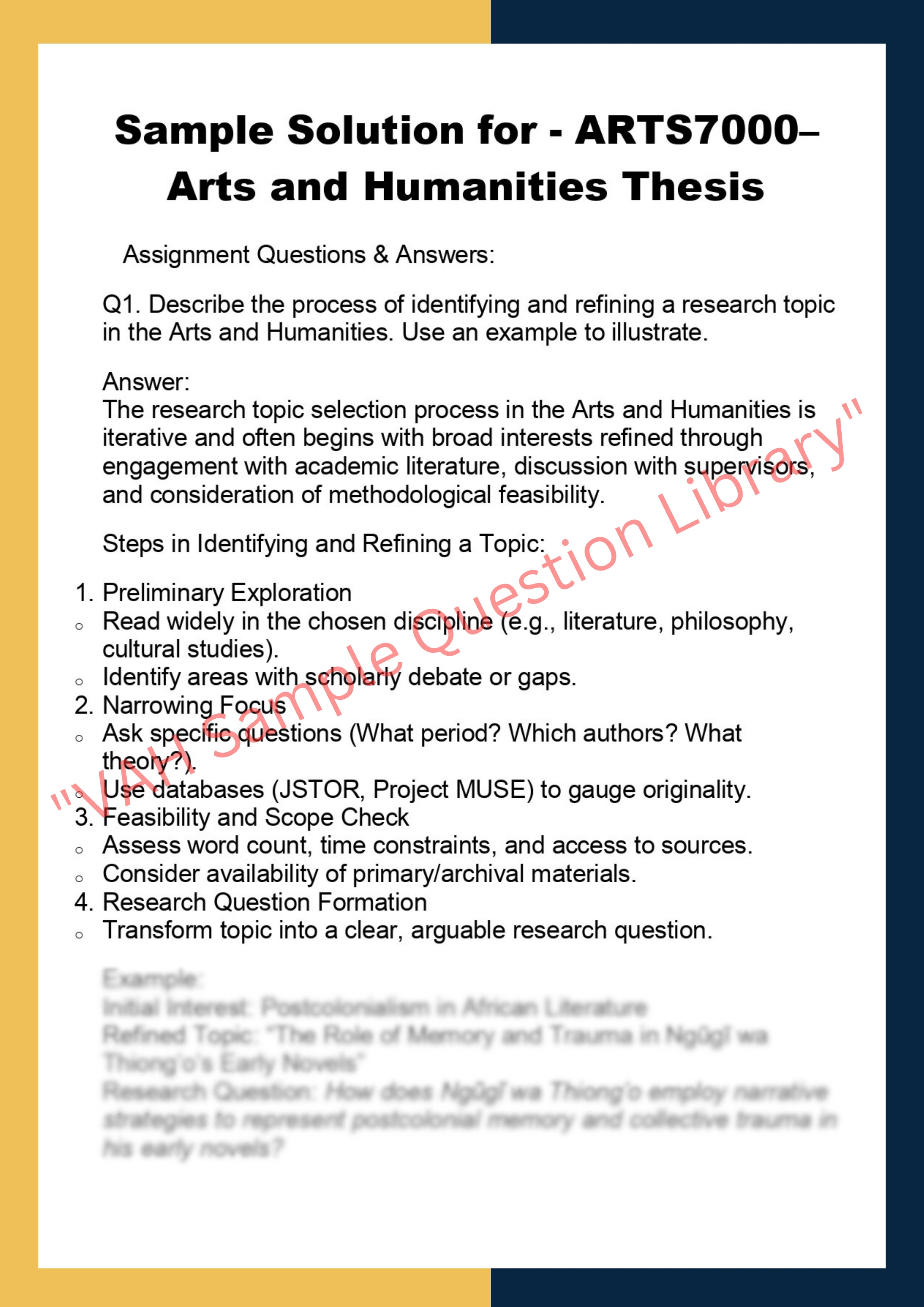 ARTS7000– Arts and Humanities Thesis 0