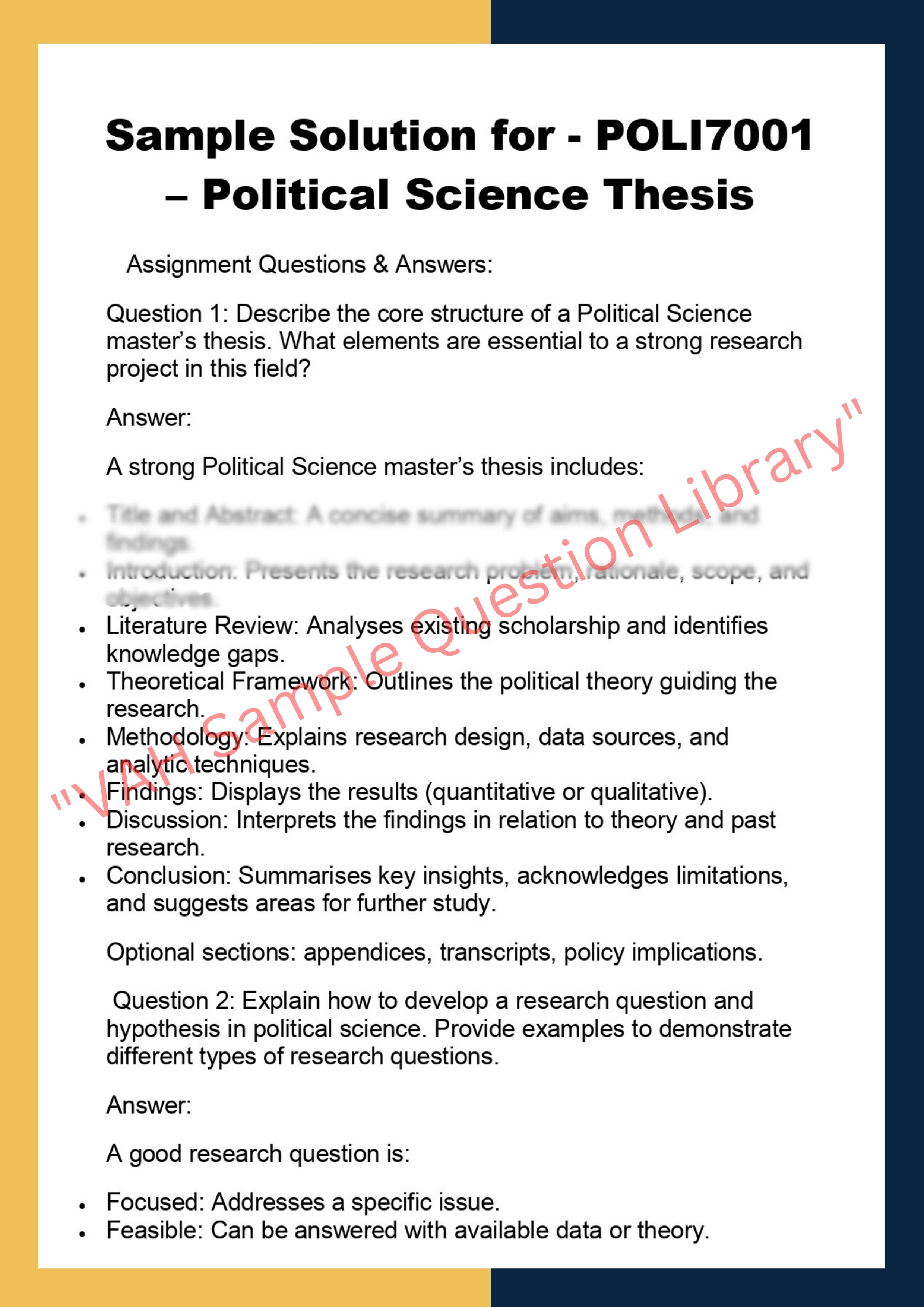 POLI7001 – Political Science Thesis 0