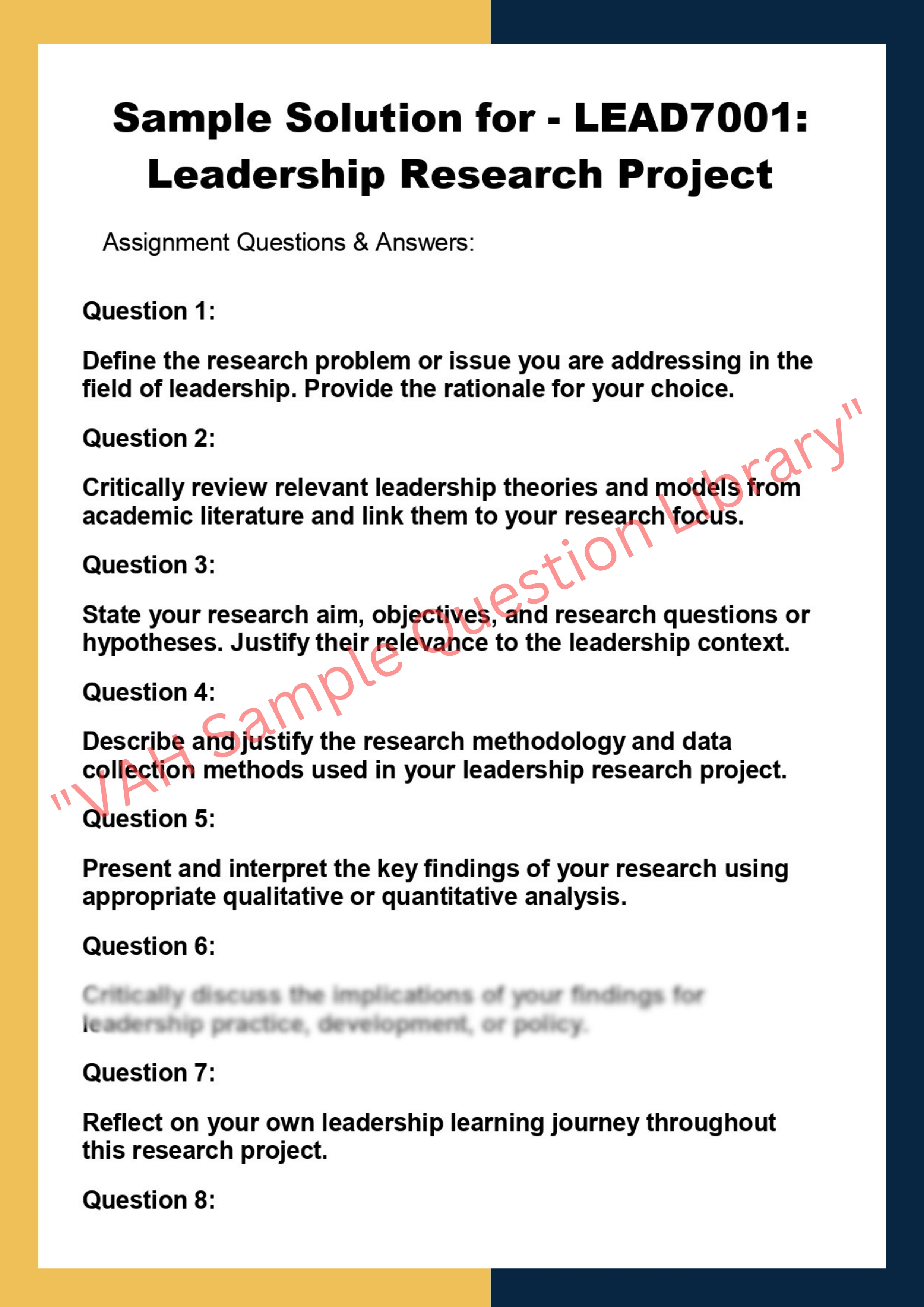 LEAD7001:  Leadership Research Project 0