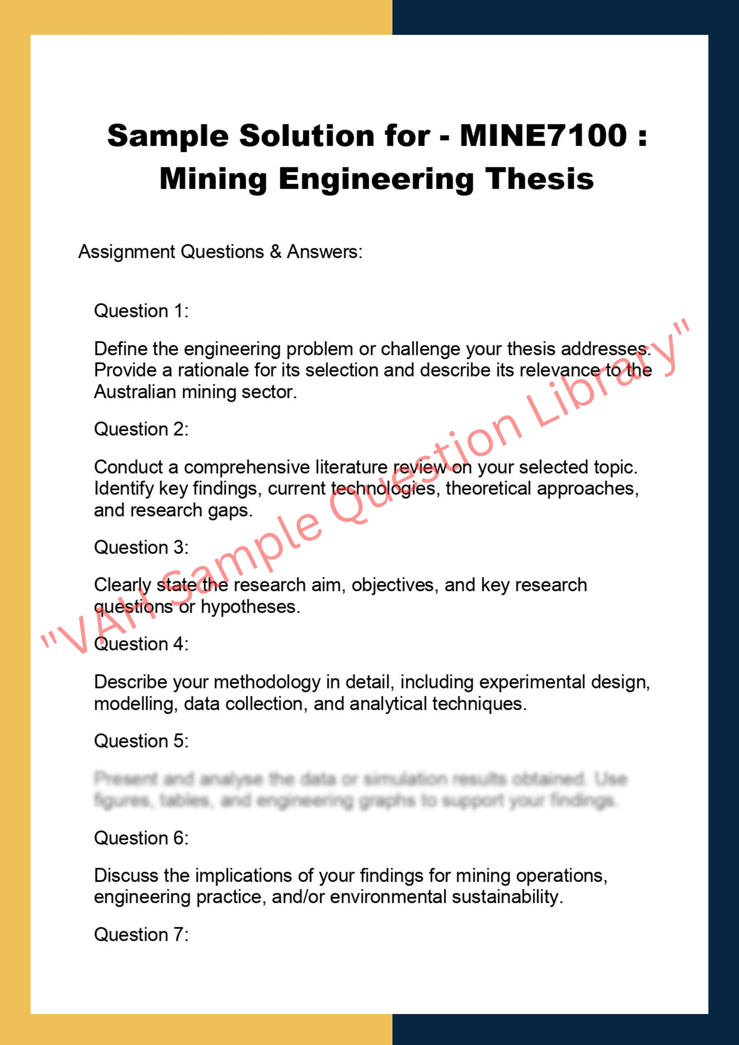 MINE7100 : Mining Engineering Thesis 0