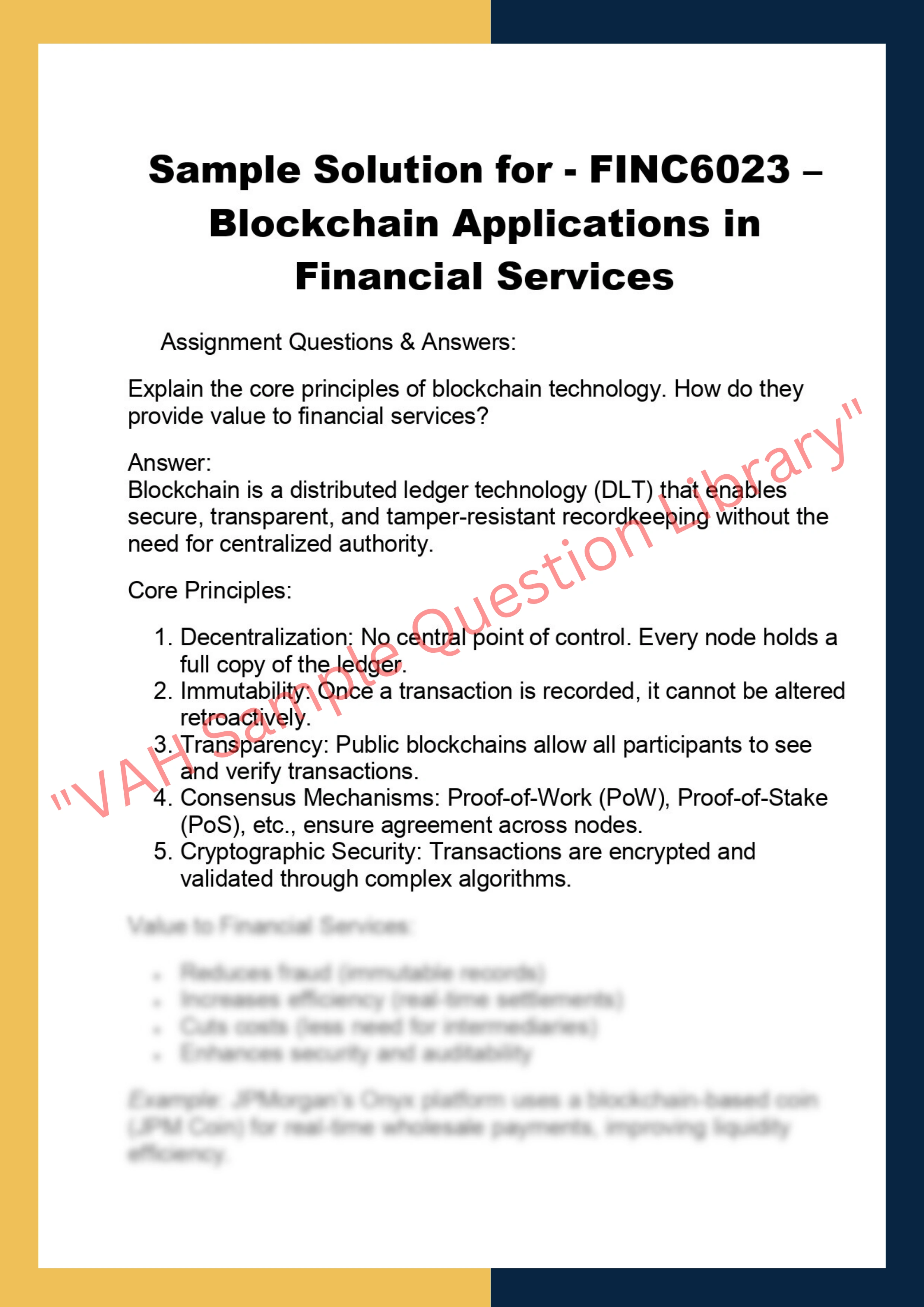 FINC6023 – Blockchain Applications in  Financial Services 0