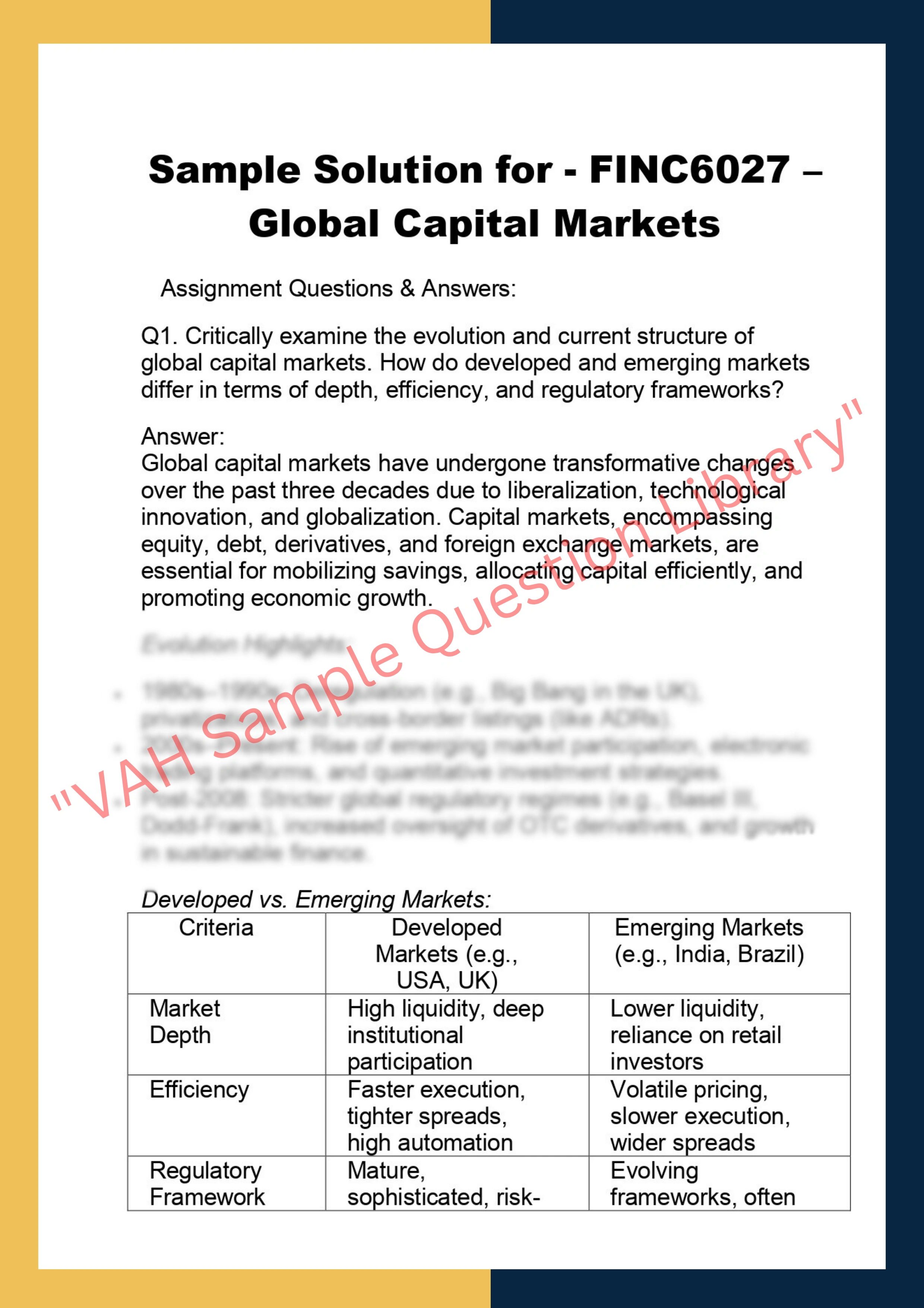 FINC6027 –  Global Capital Markets 0