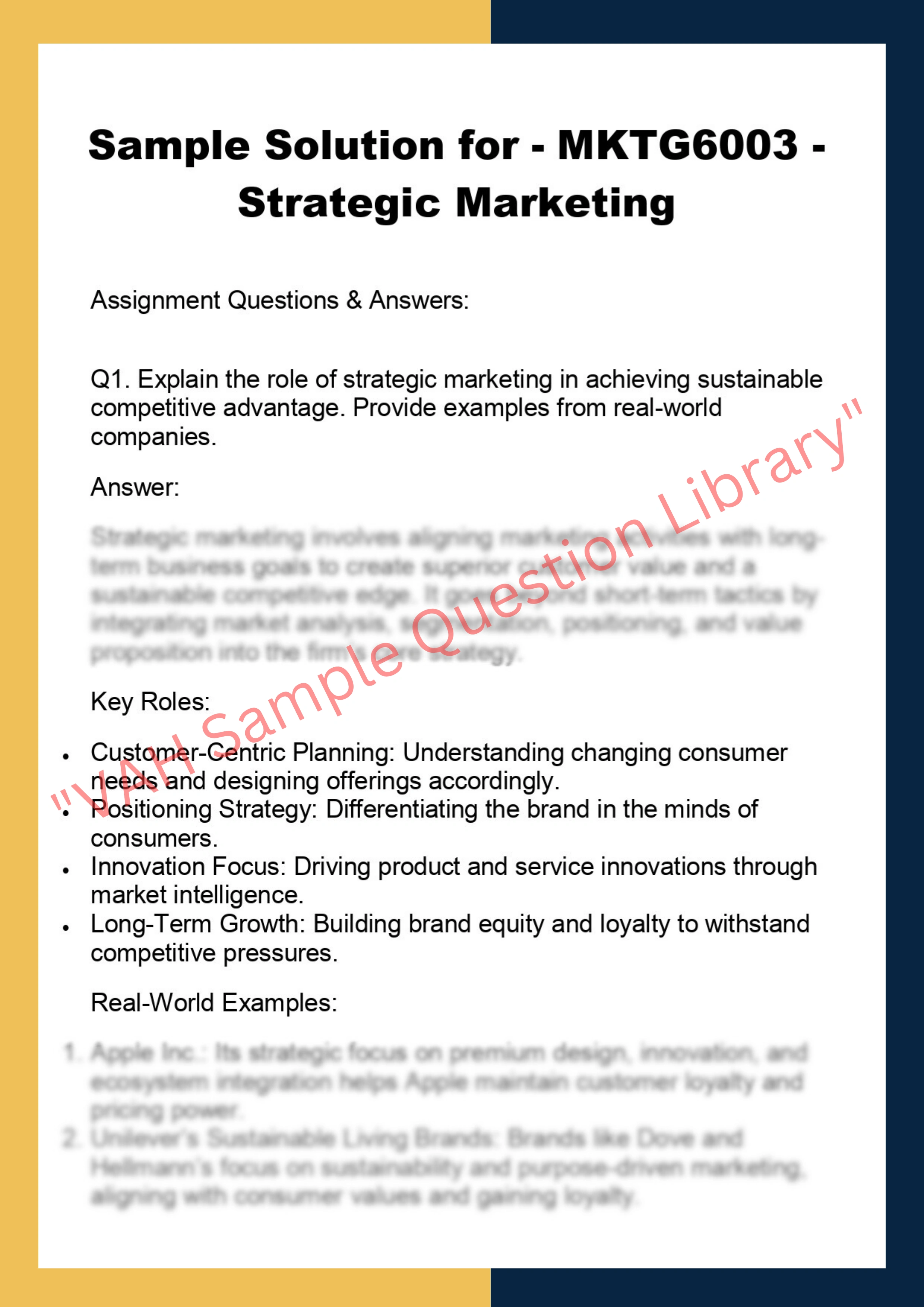 MKTG6003 -  Strategic Marketing 0
