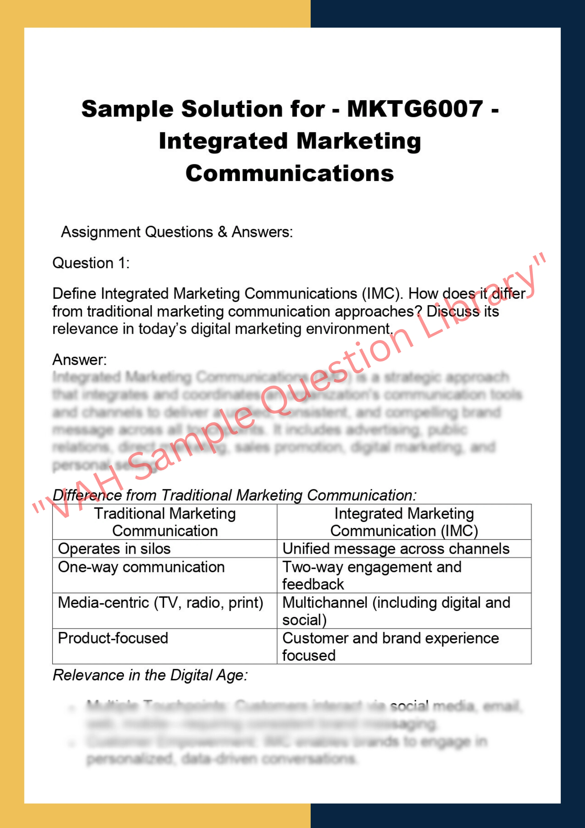 MKTG6007 -  Integrated Marketing Communications 0
