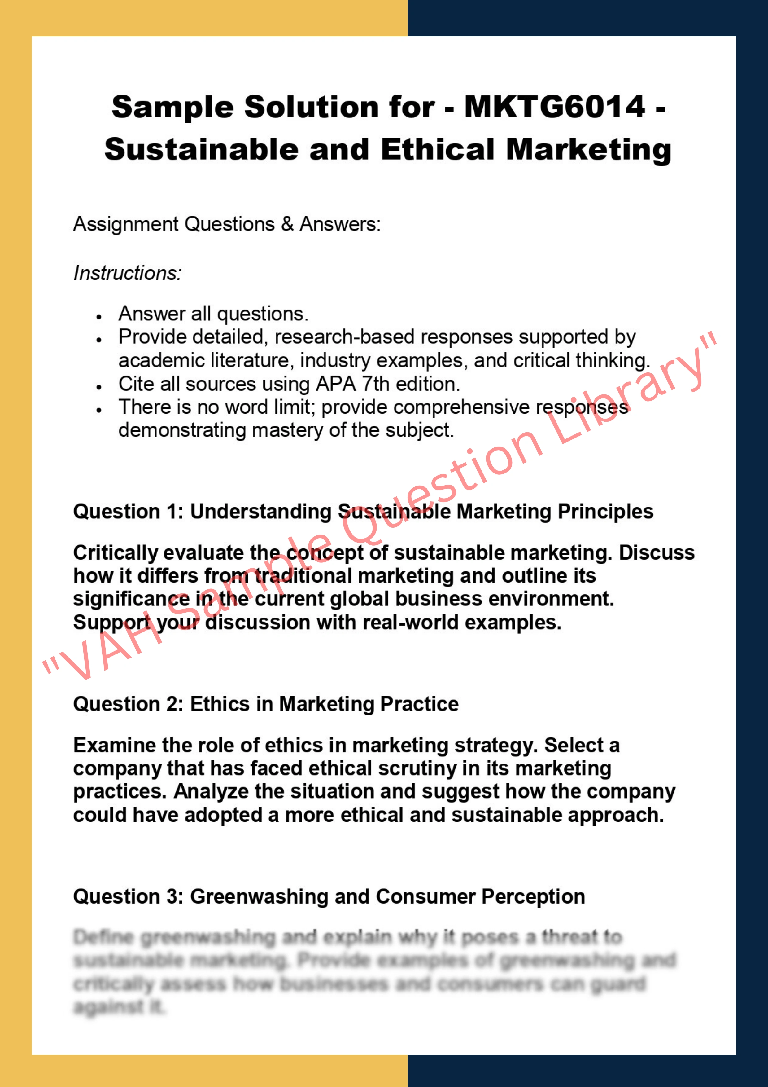 MKTG6014 - Sustainable and Ethical Marketing 0