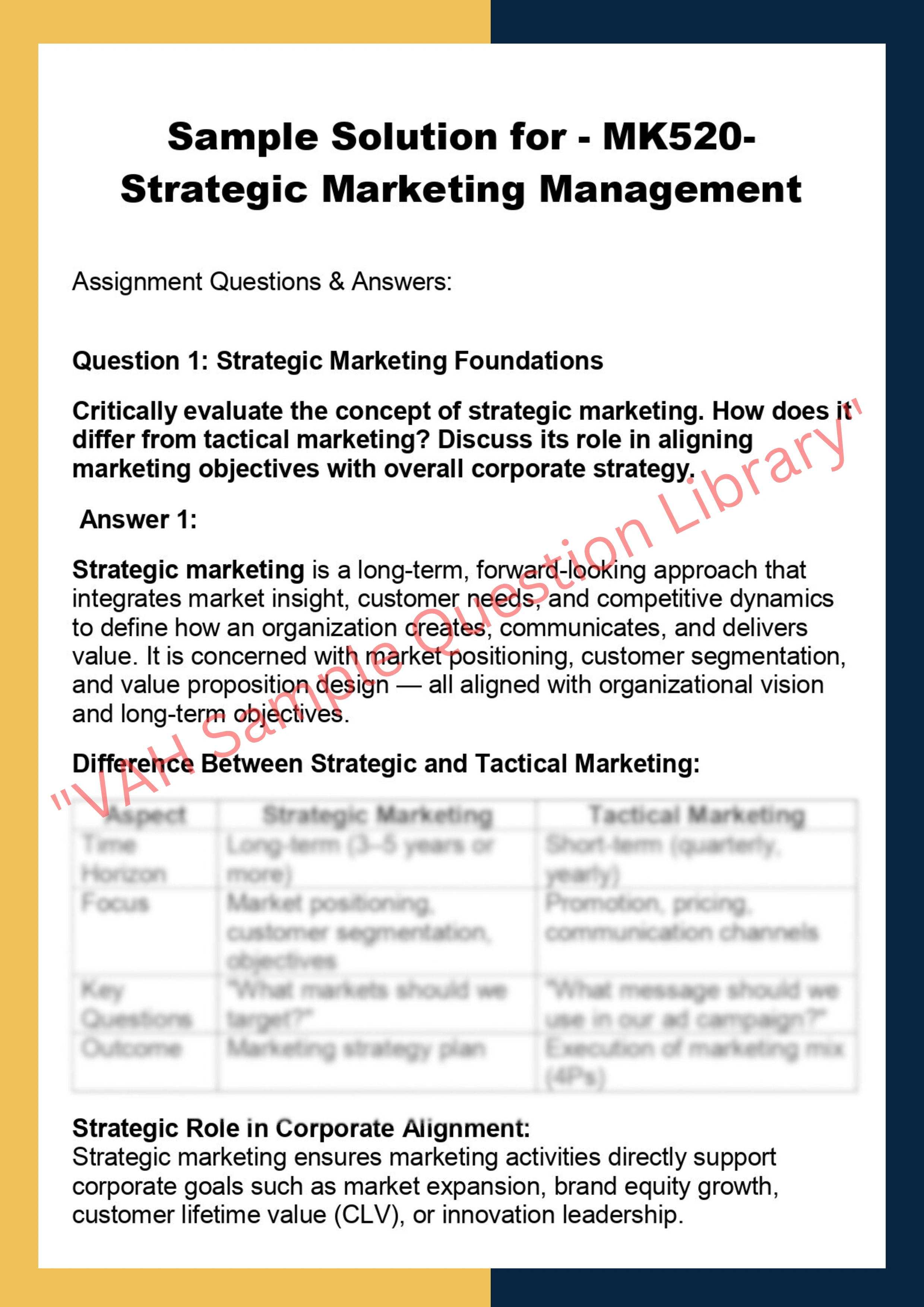MK520- Strategic Marketing Management 0
