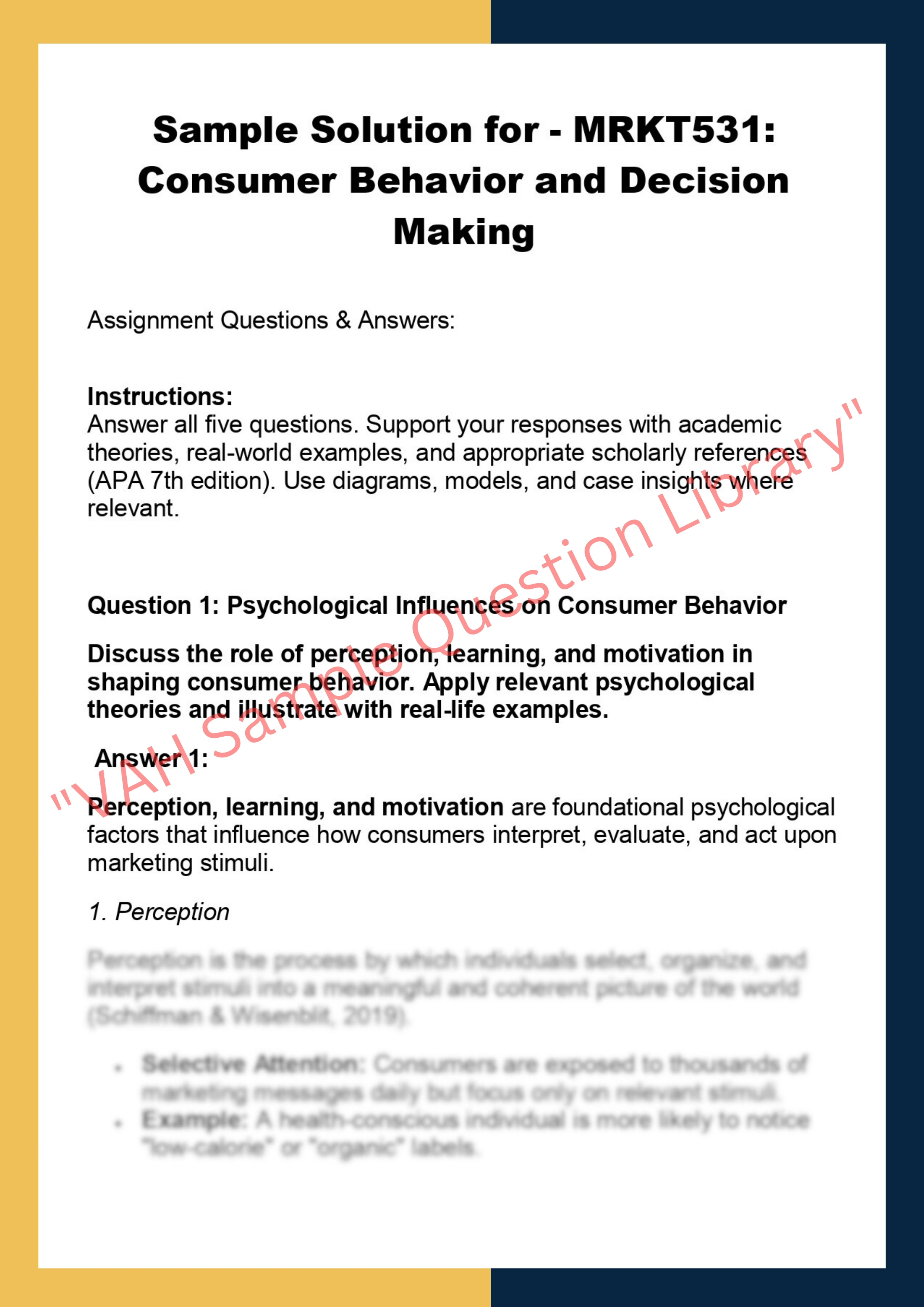 MRKT531: Consumer Behavior and Decision  Making 0