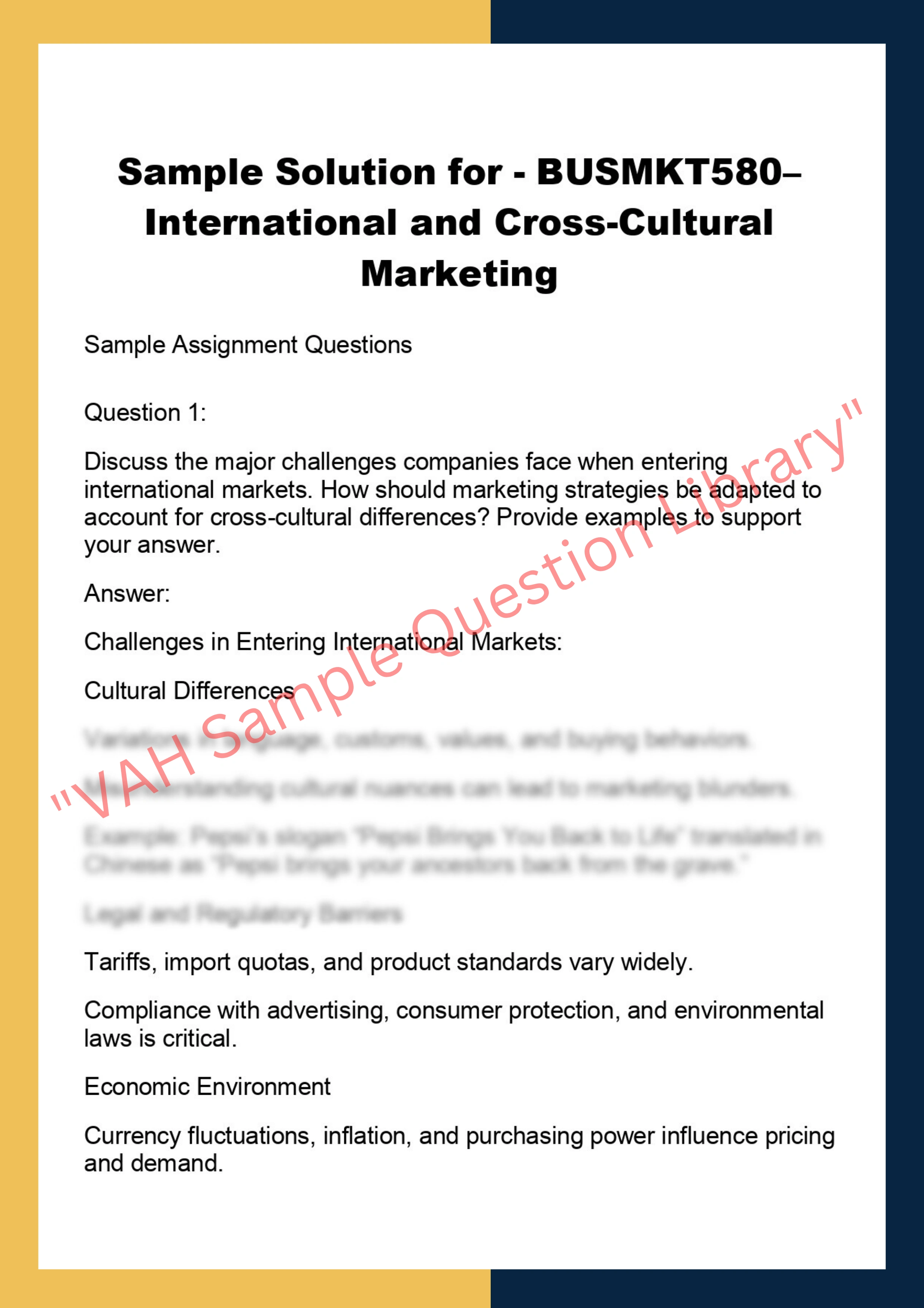 BUSMKT580– International and Cross-Cultural  Marketing 0