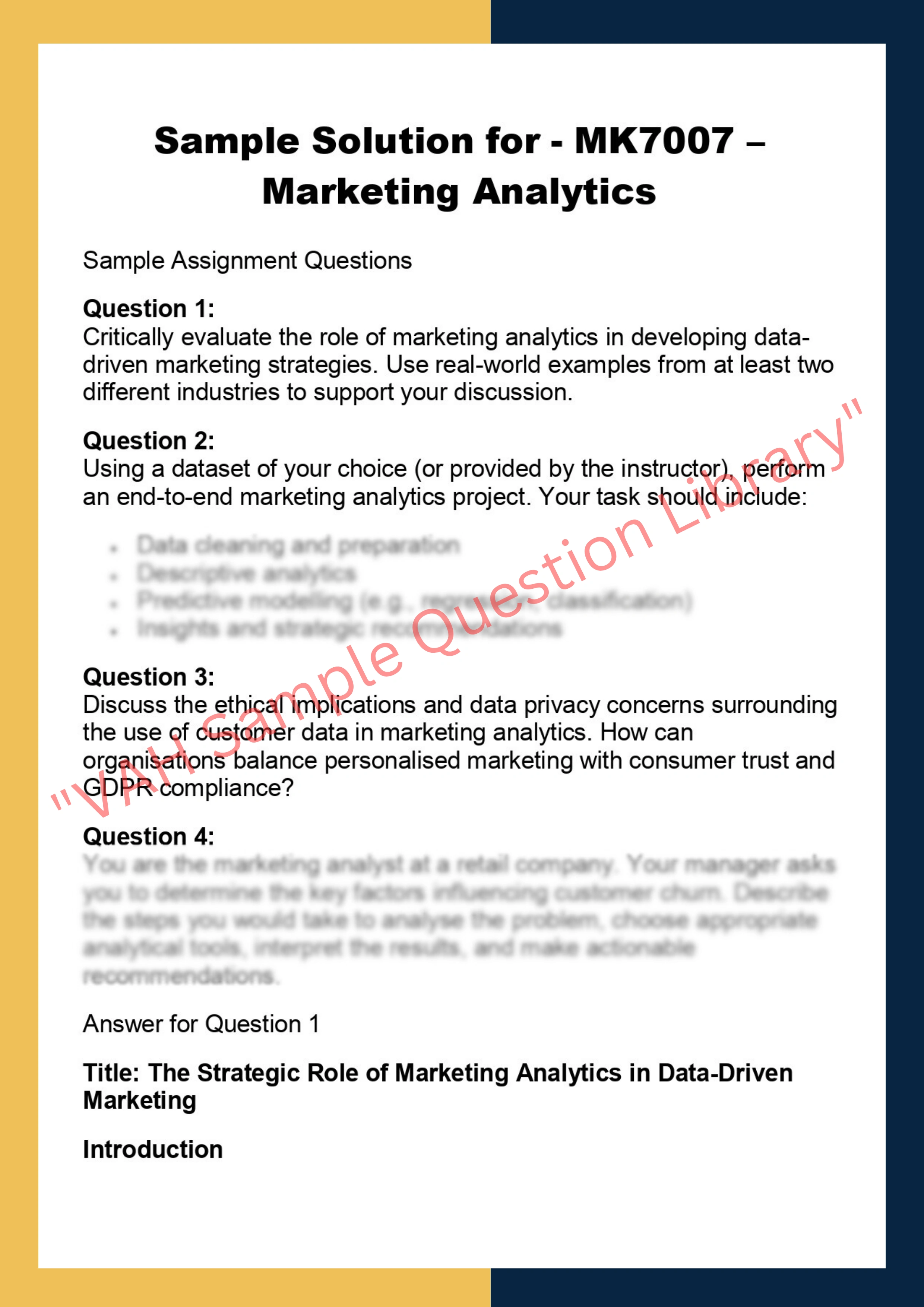 MK7007 –  Marketing Analytics 0