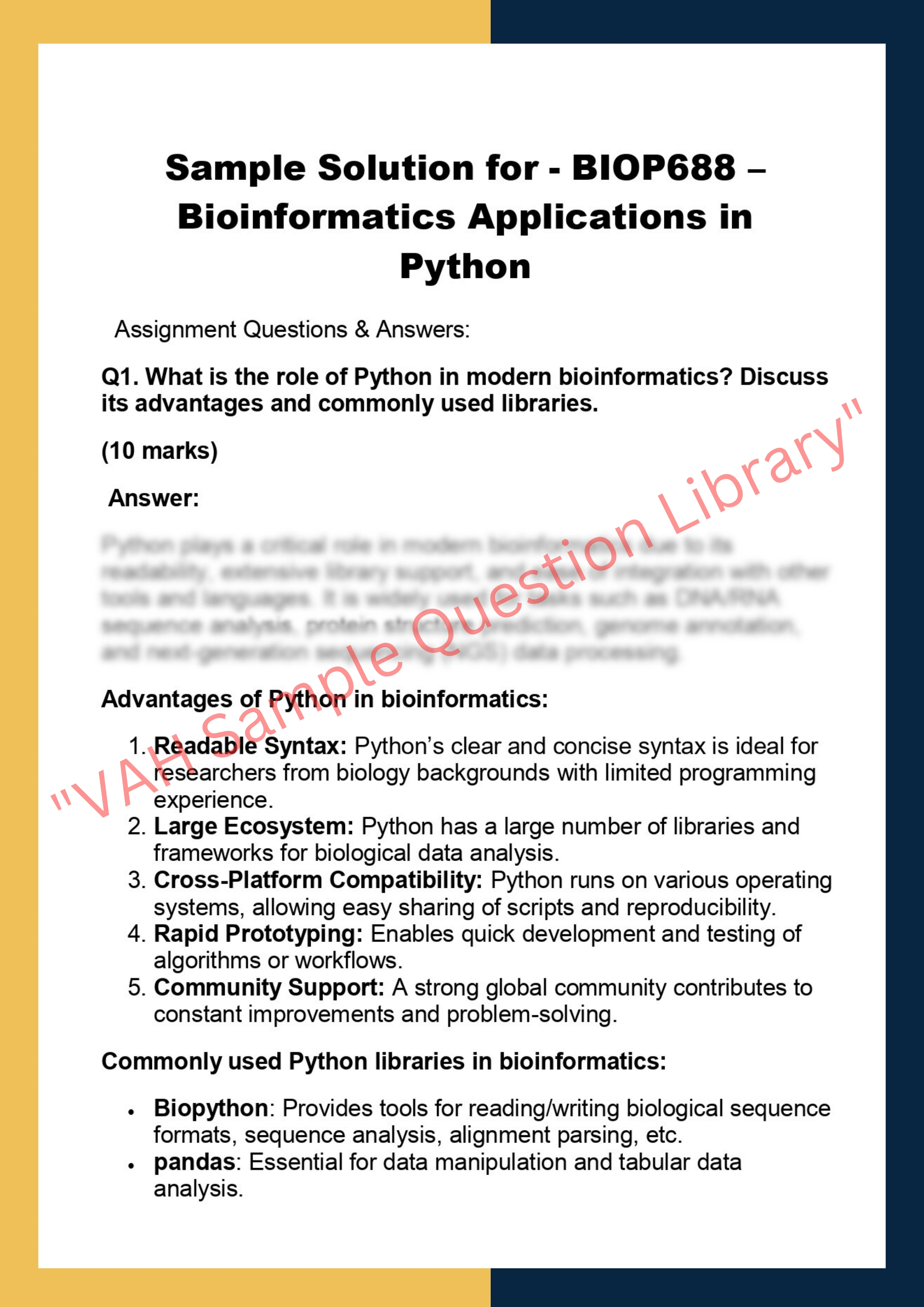 BIOP688 – Bioinformatics Applications in  Python 0