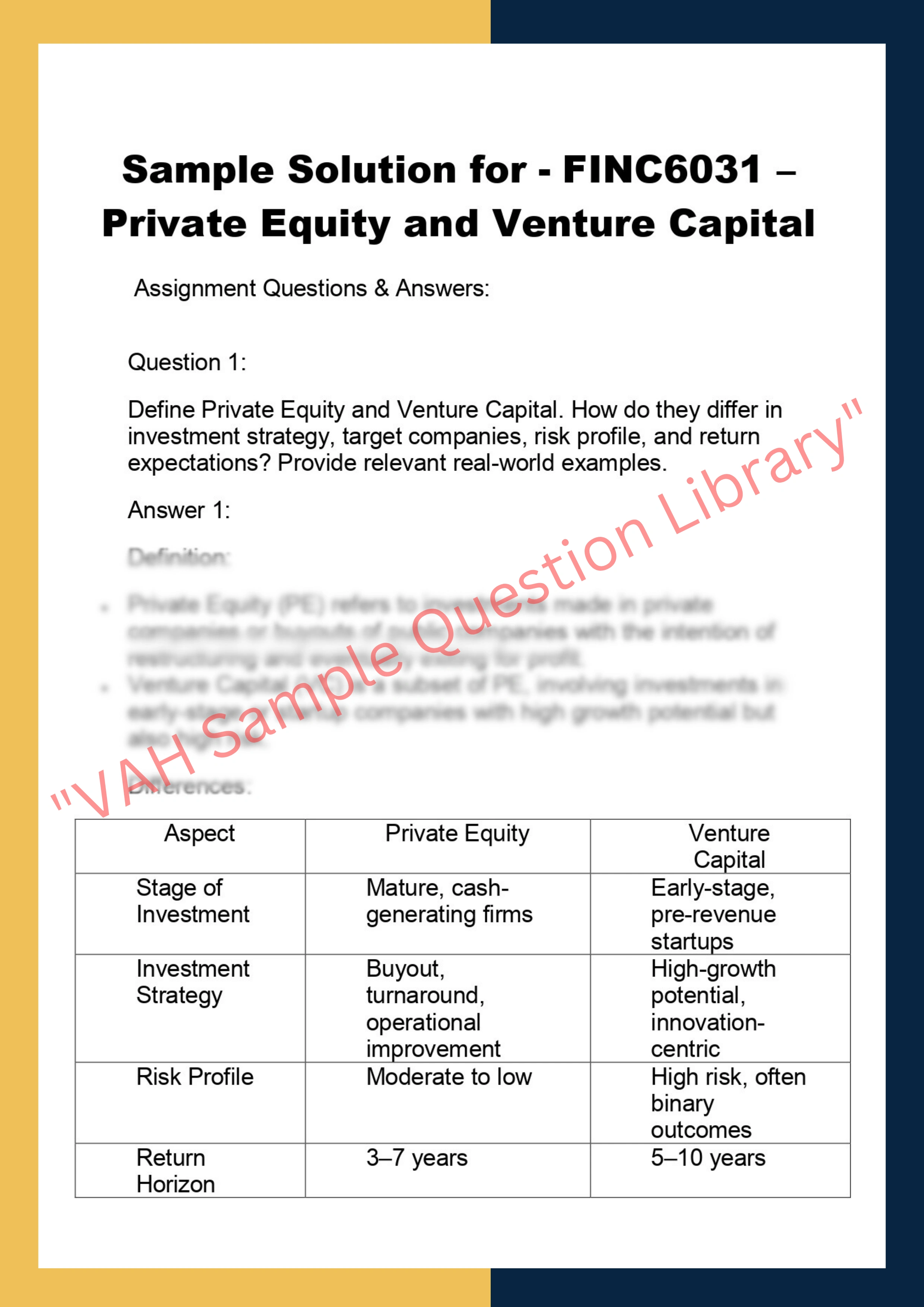 FINC6031 – Private Equity and Venture Capital 0