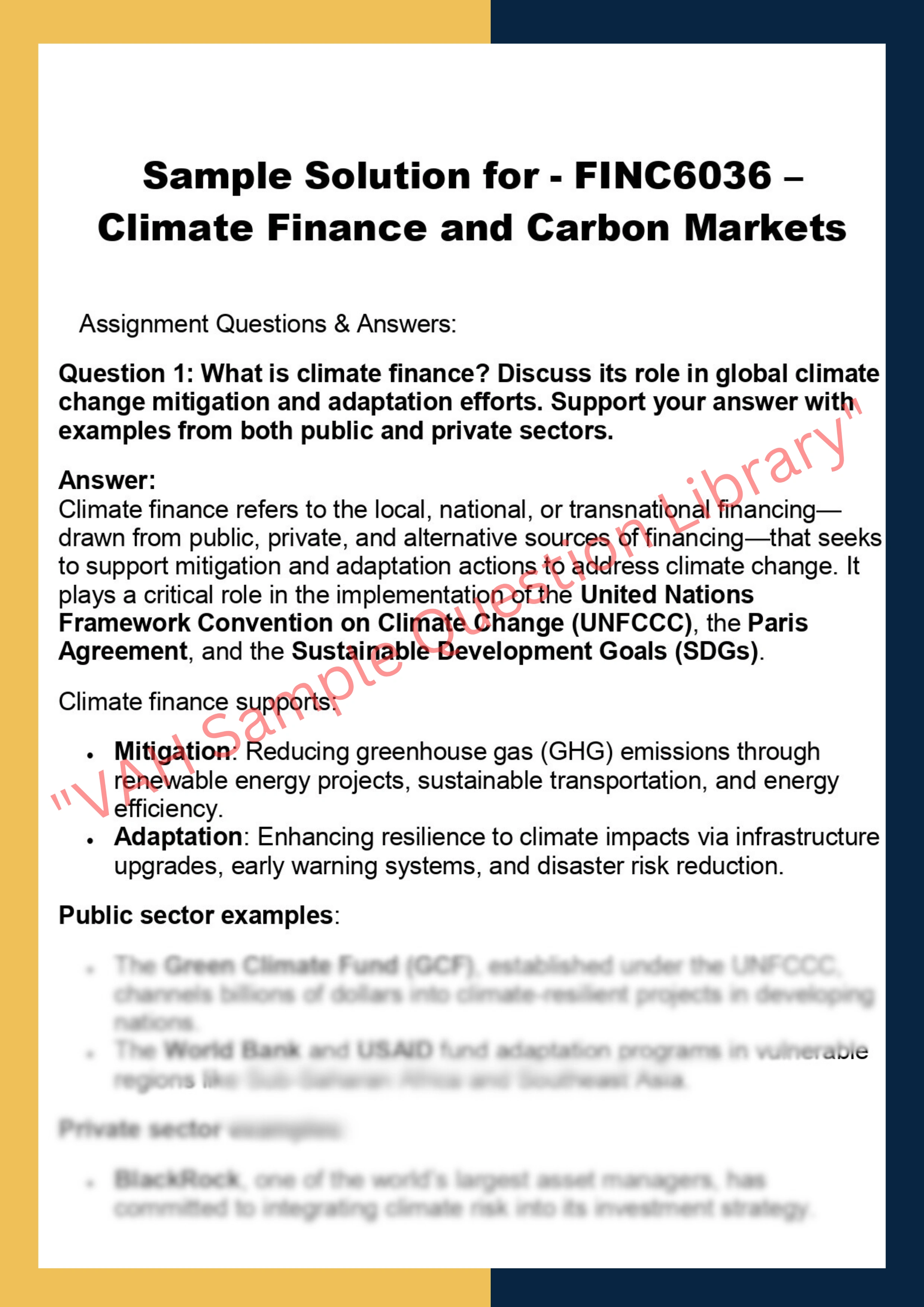 FINC6036 – Climate Finance and Carbon Markets 0