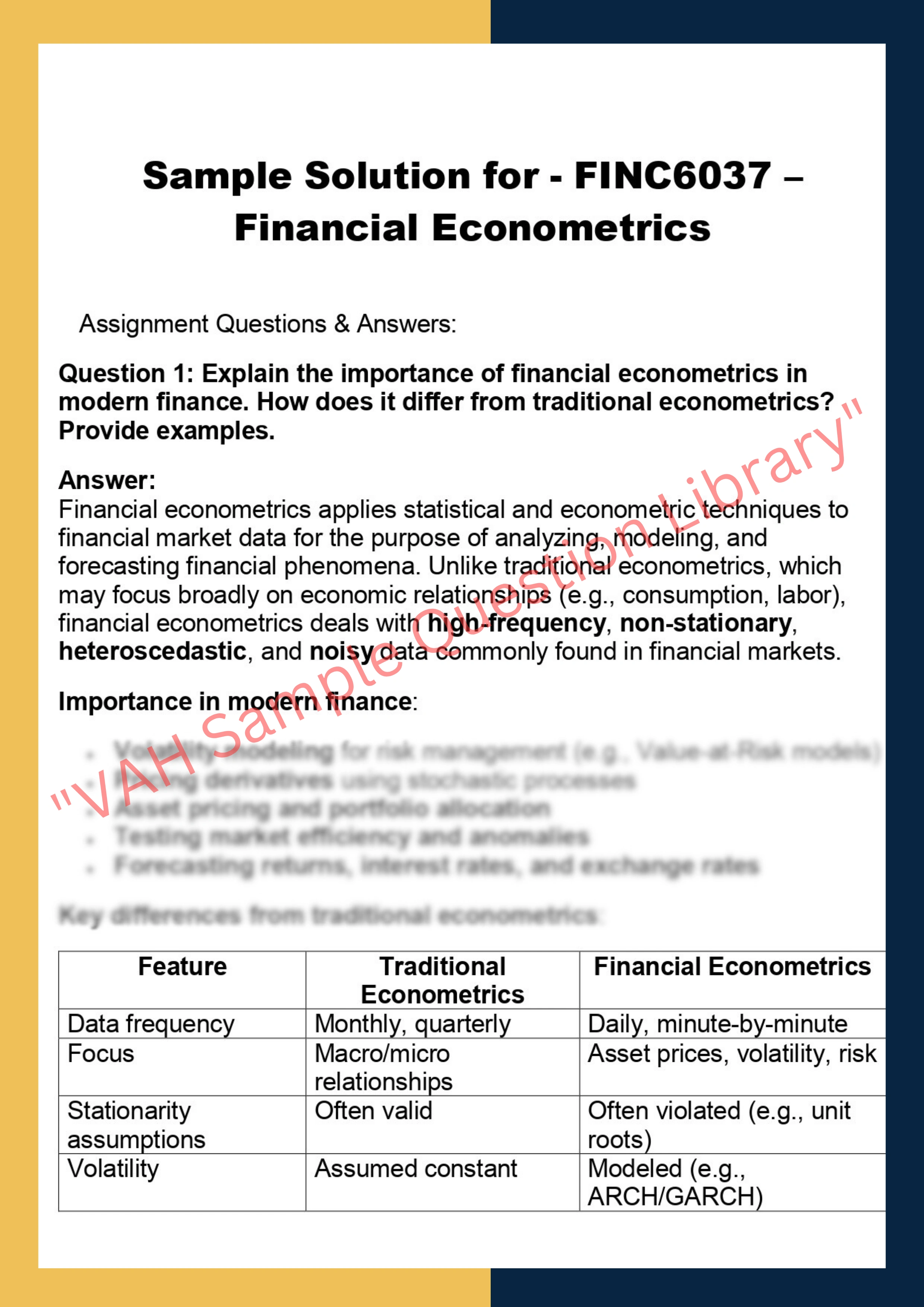 FINC6037 –  Financial Econometrics 0