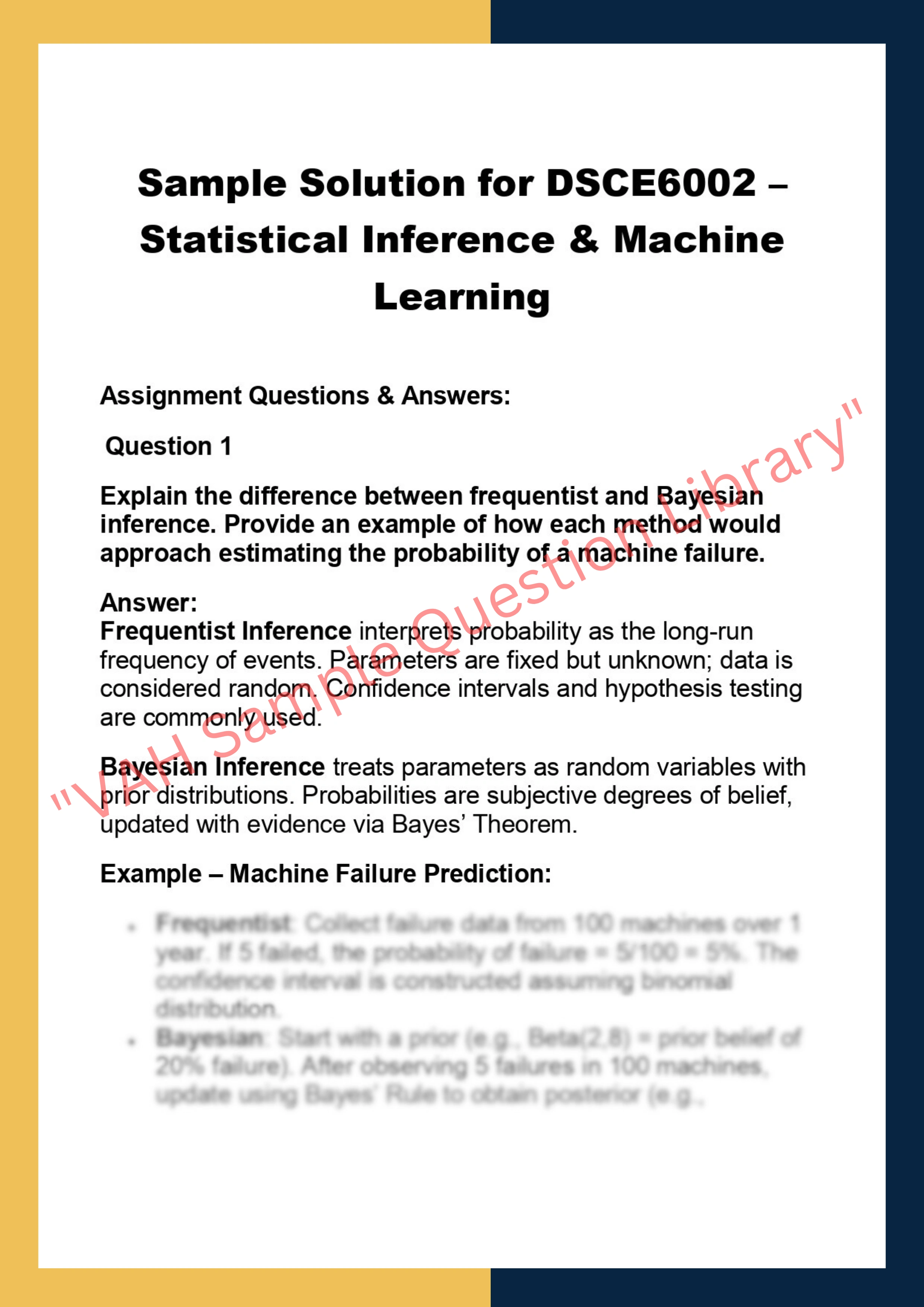 DSCE6002 – Statistical Inference & Machine  Learning 0