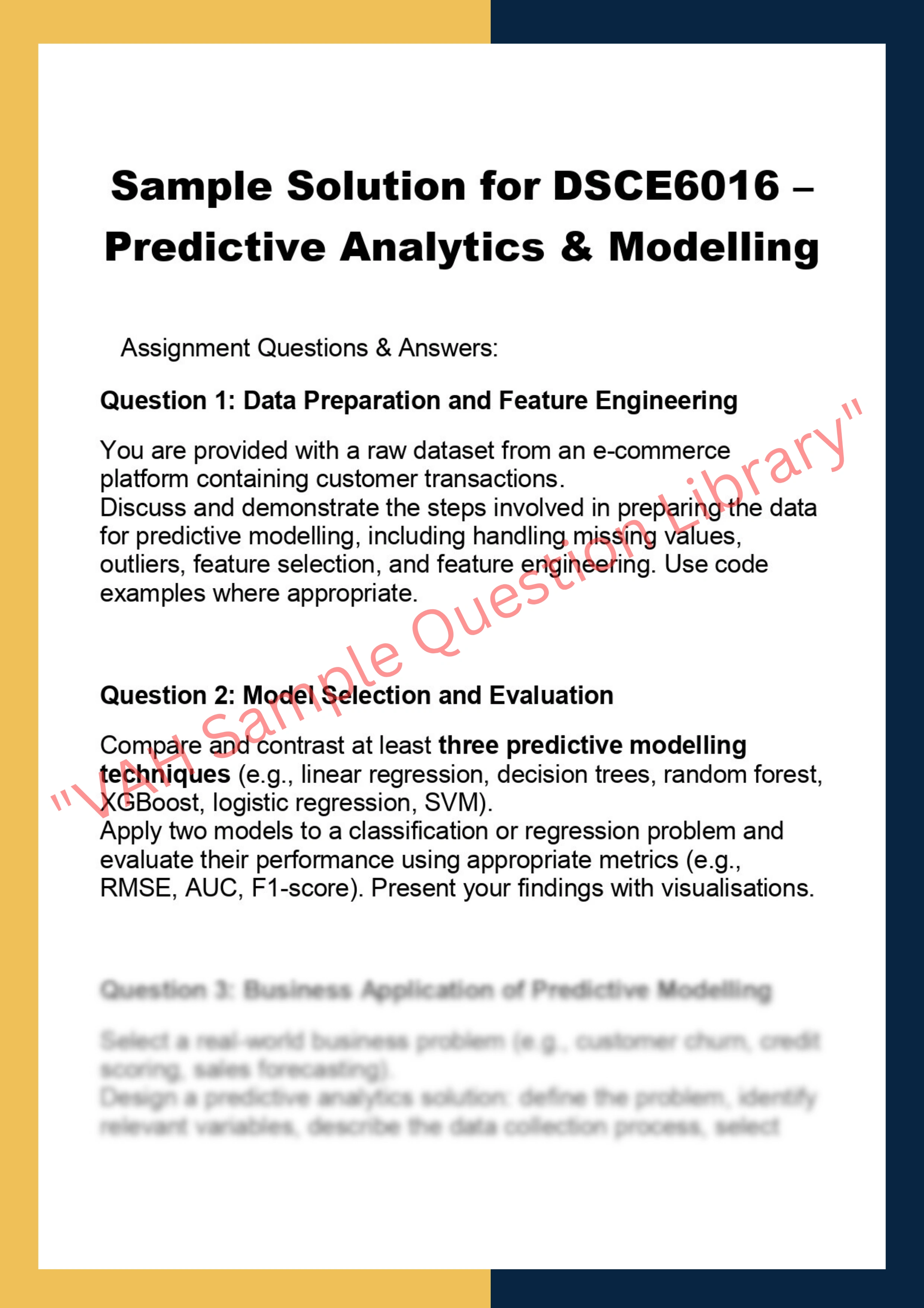 DSCE6016 – Predictive Analytics & Modelling 0