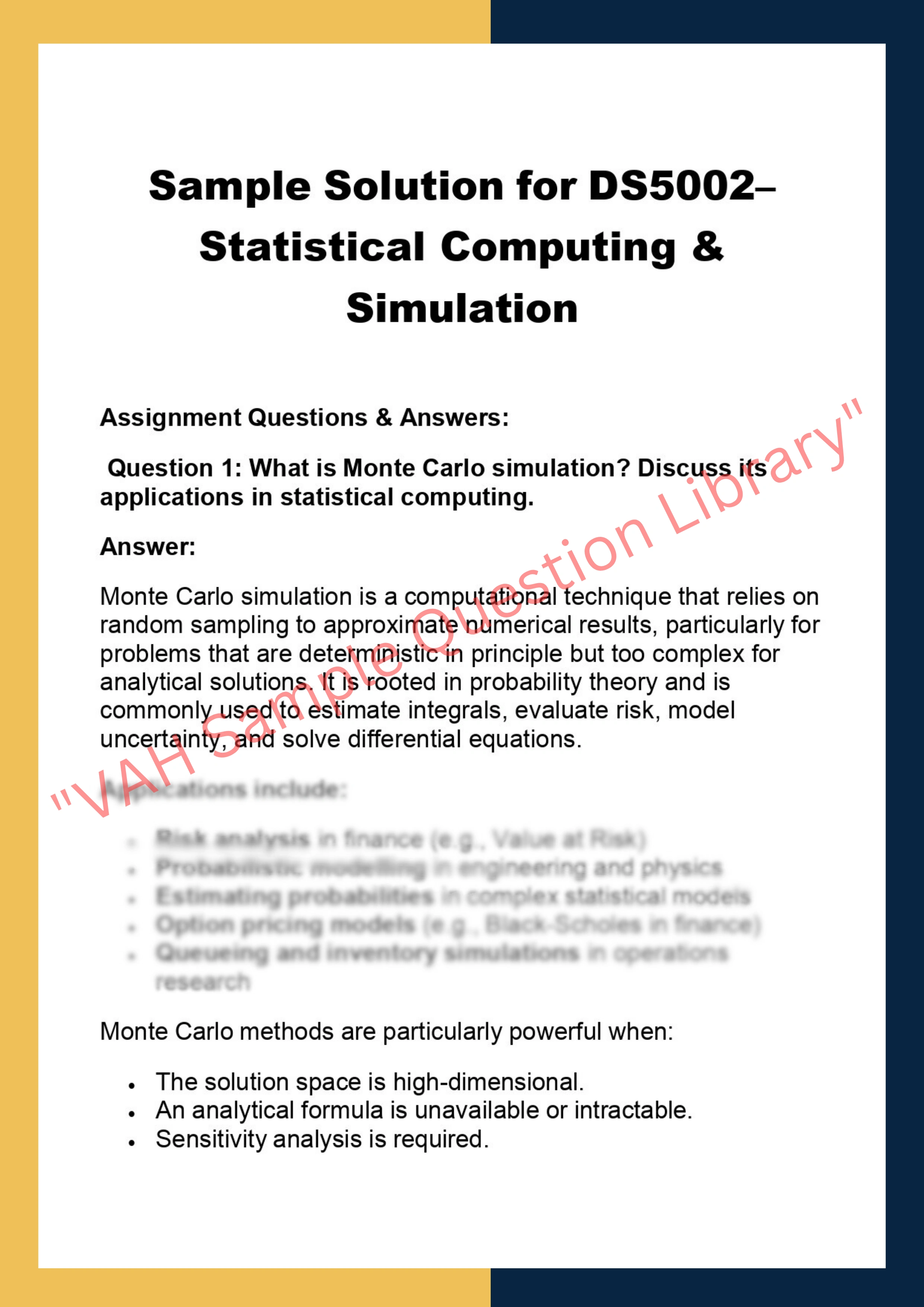 DS5002– Statistical Computing &  Simulation 0