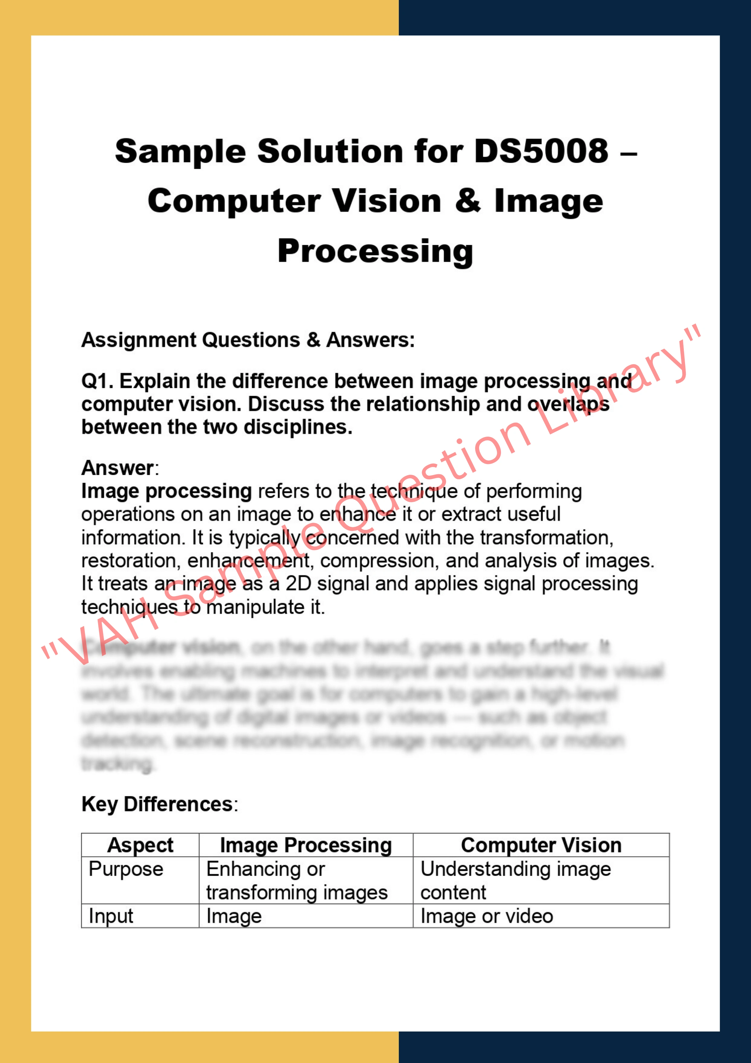 DS5008 – Computer Vision & Image  Processing 0