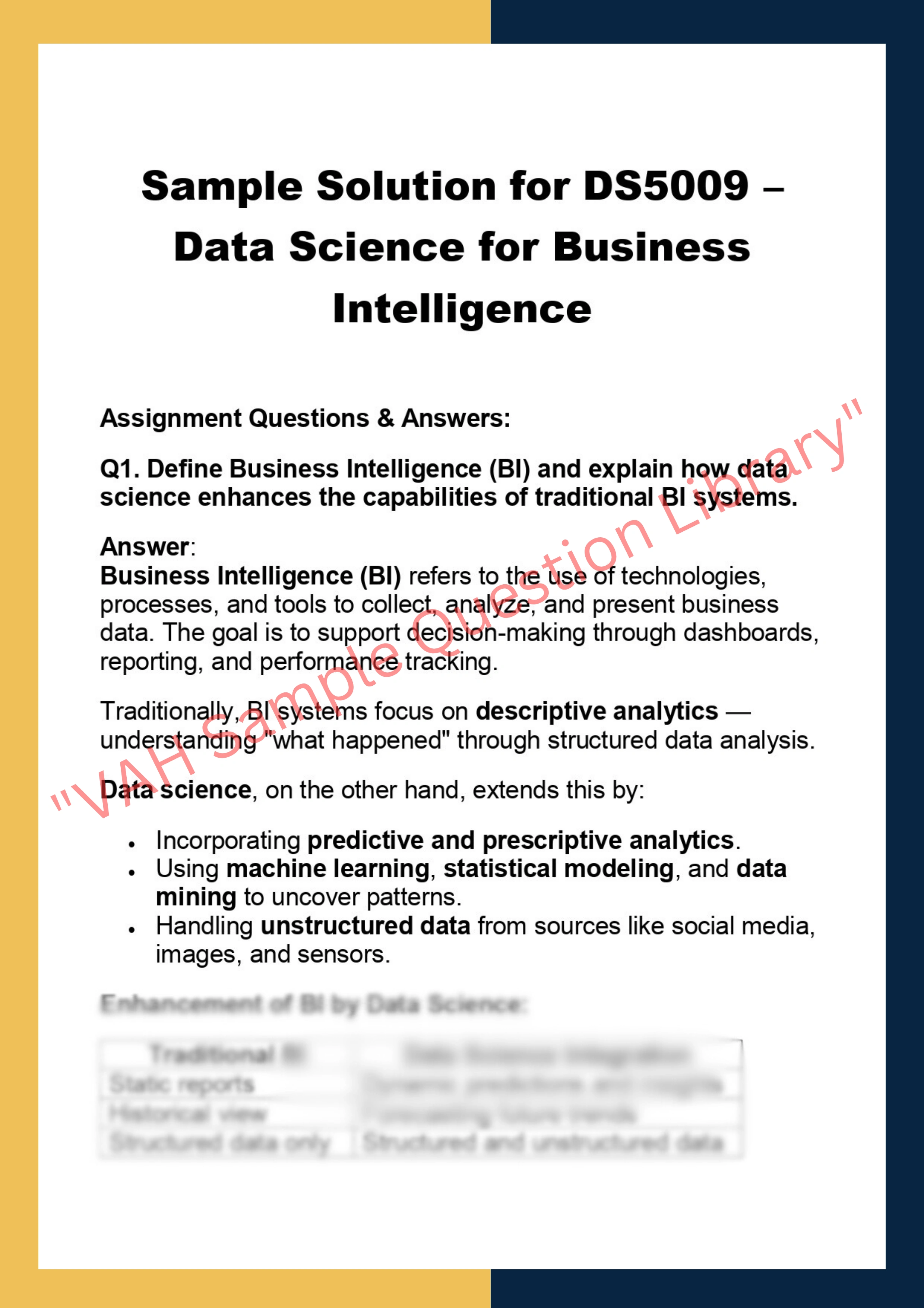 DS5009 – Data Science for Business  Intelligence 0