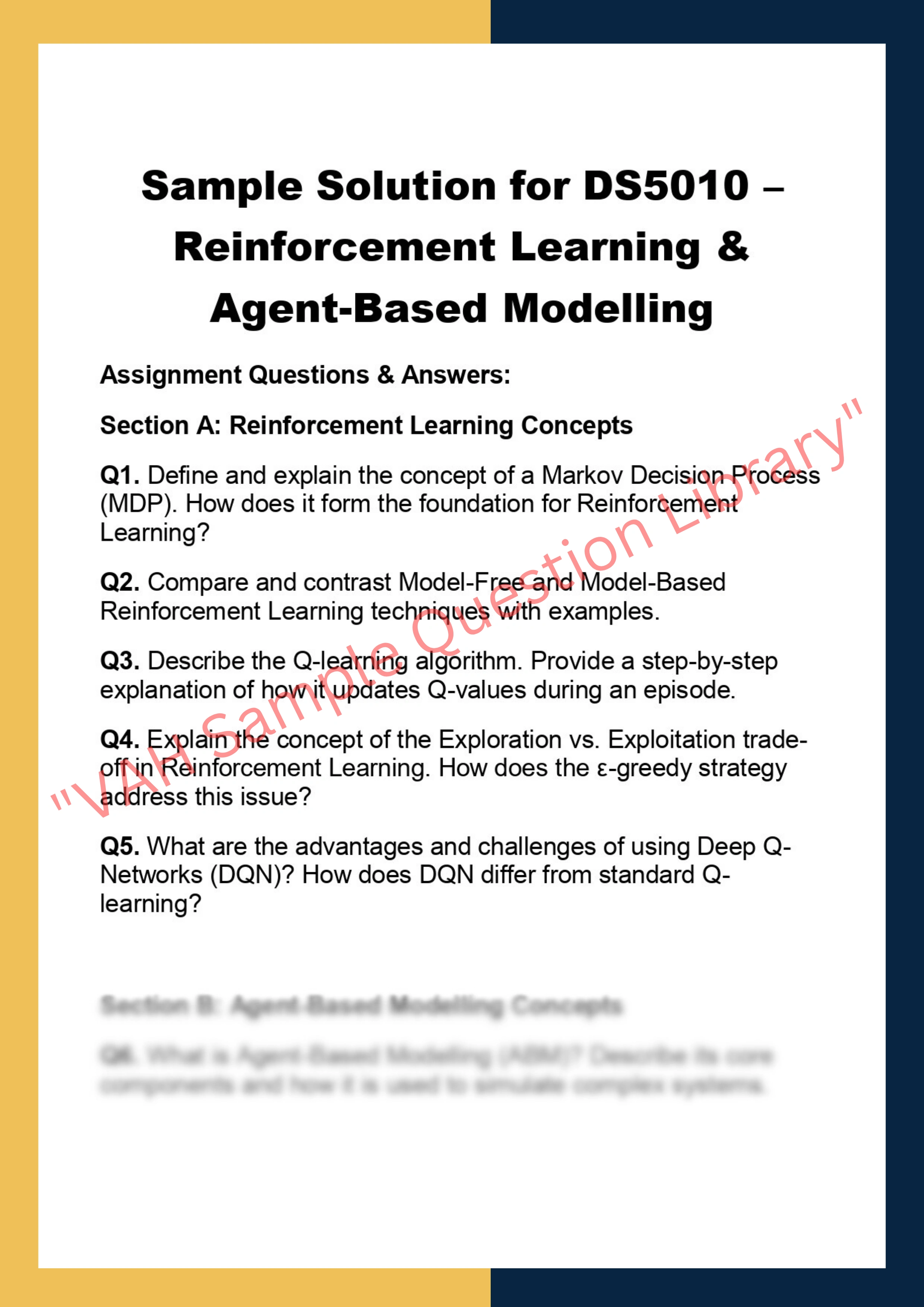 DS5010 – Reinforcement Learning & Agent-Based Modelling 0