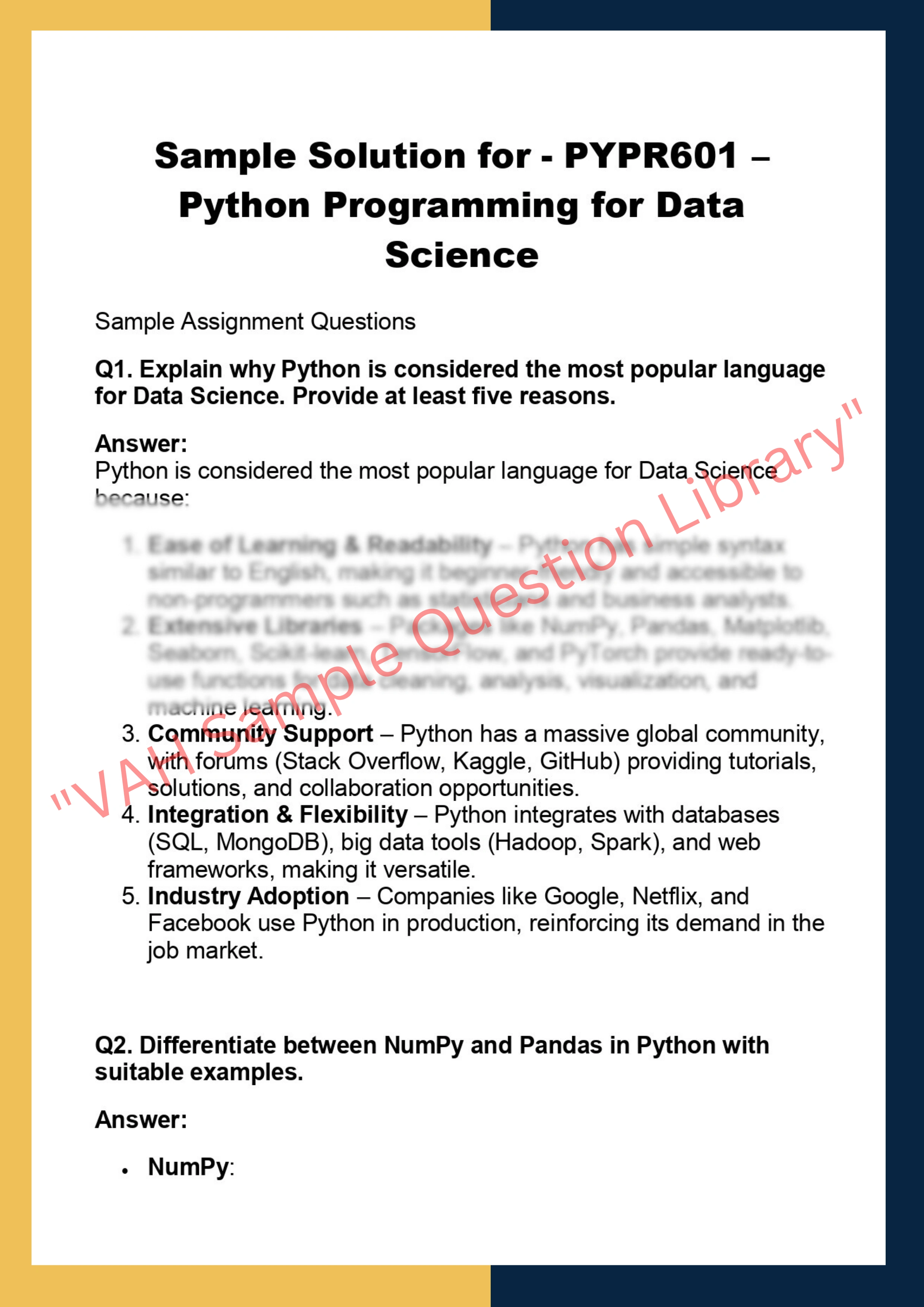 PYPR601 – Python Programming for Data  Science 0