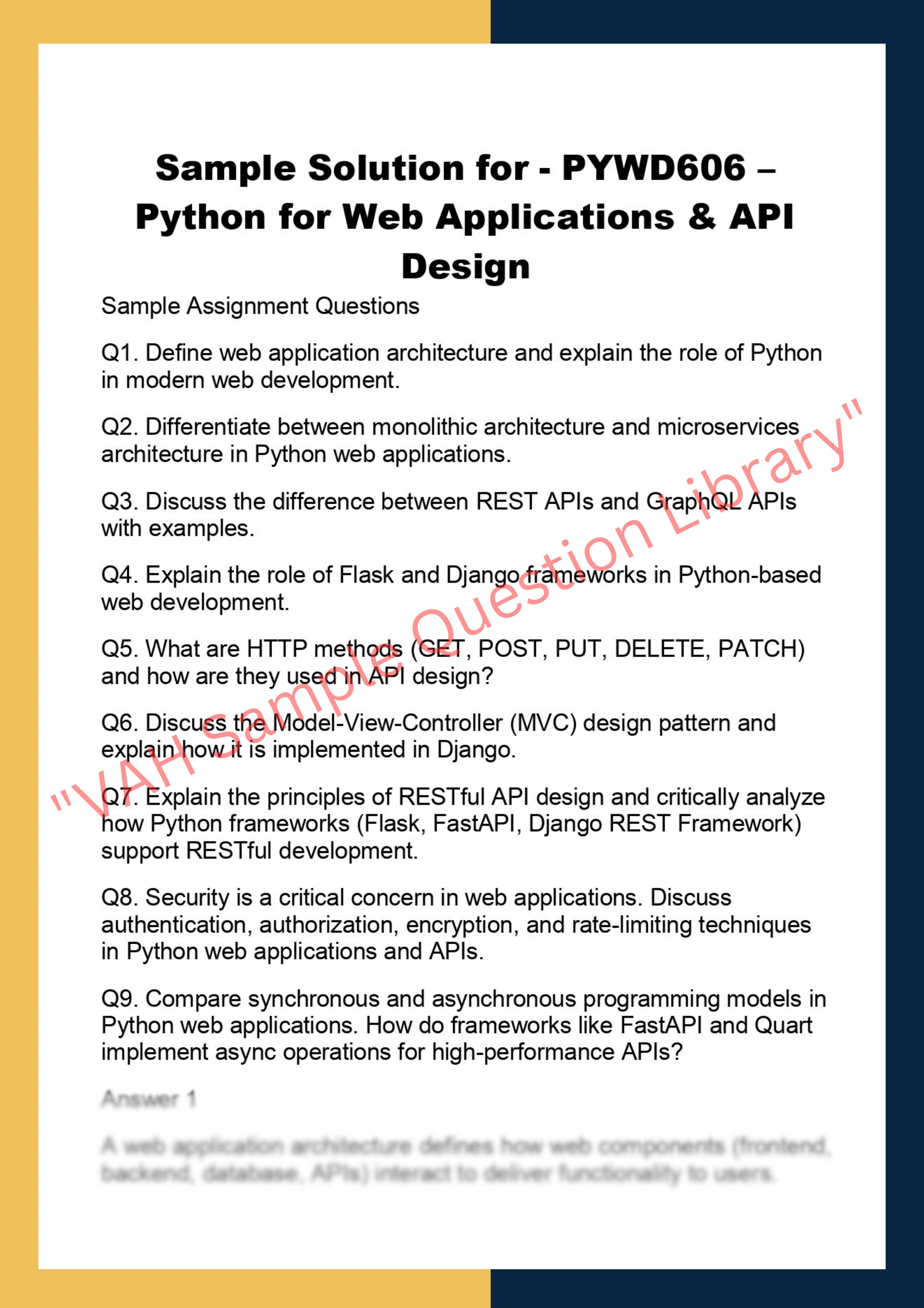 PYWD606 – Python for Web Applications & API  Design 0